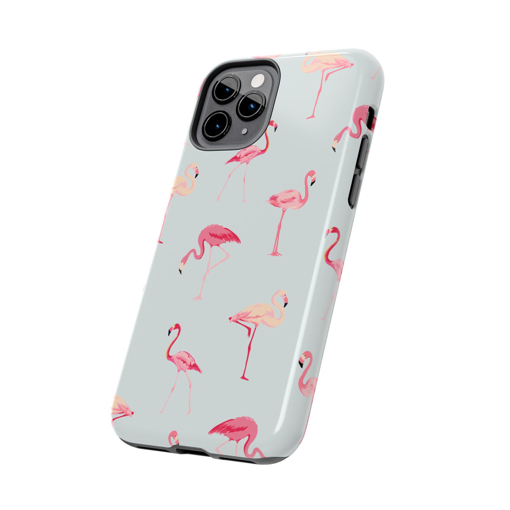 Flamingo Pattern Tough Phone Case — Cute Pink Birds Protective Phone Cover