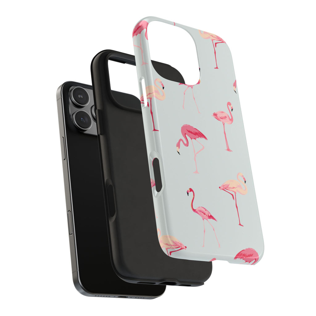 Flamingo Pattern Tough Phone Case — Cute Pink Birds Protective Phone Cover
