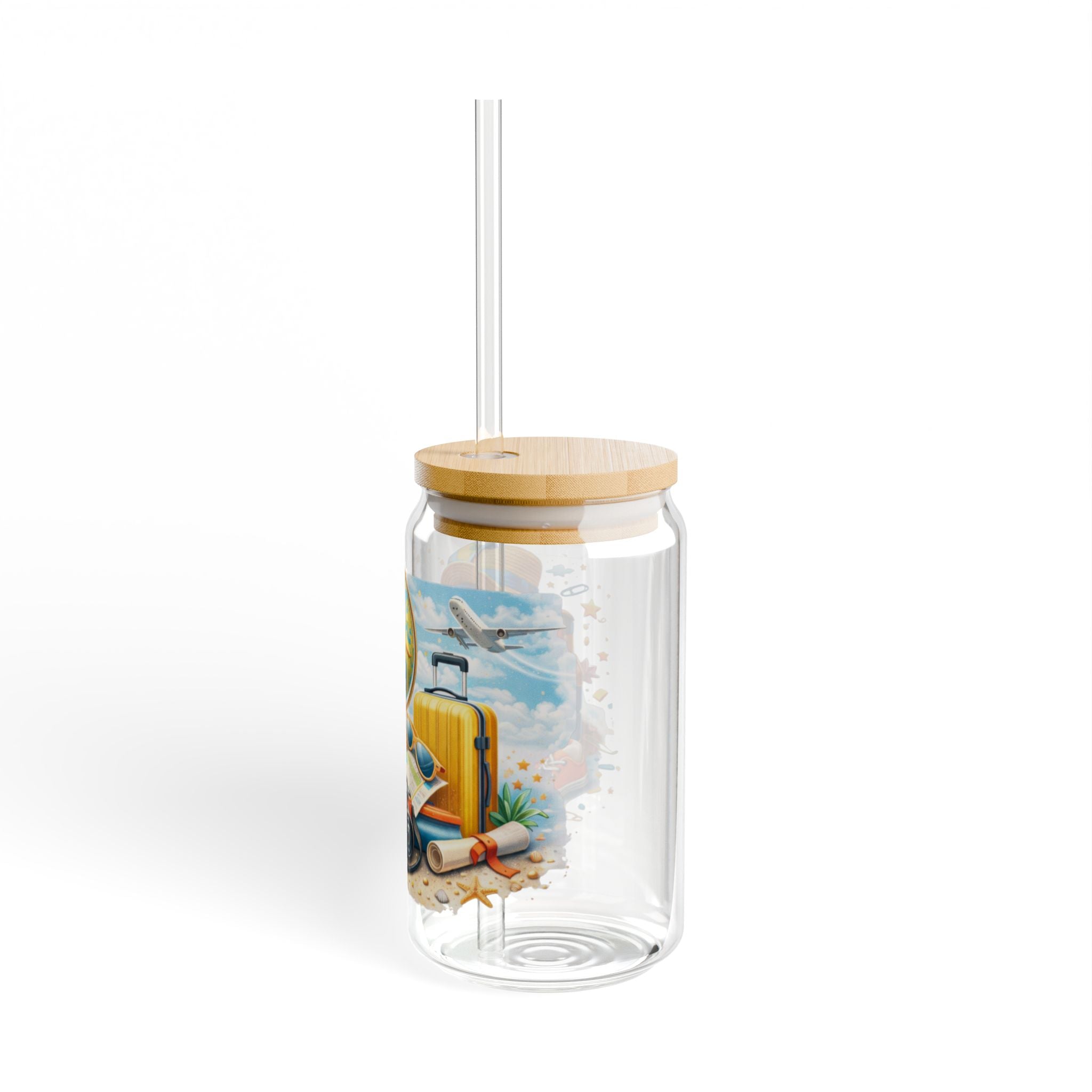 Travel Camera Sipper Glass — 16oz Bamboo Lid & Straw Travel Design