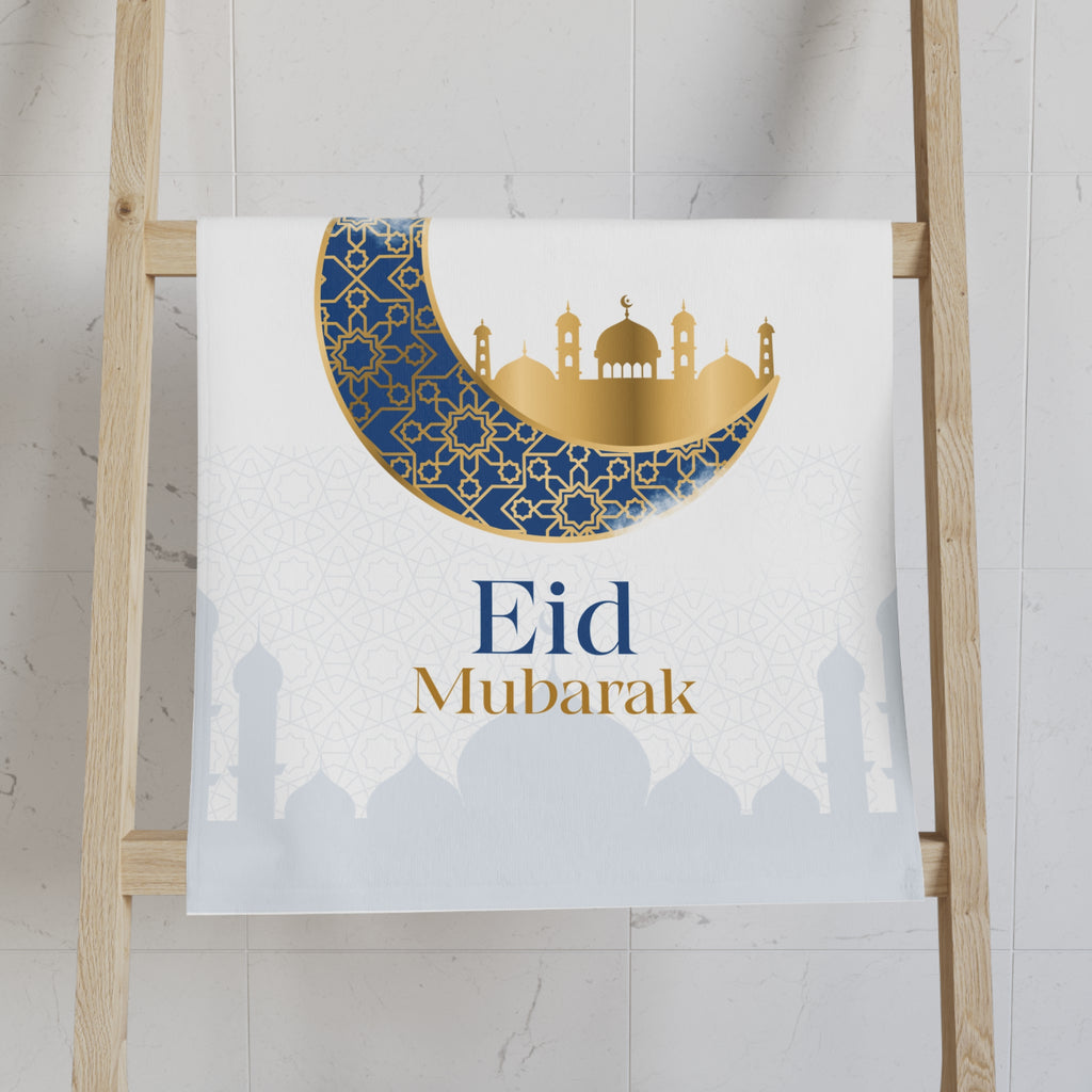 Eid Mubarak Crescent Moon Hand Towel – Ramadan & Eid Decorative Kitchen Towel