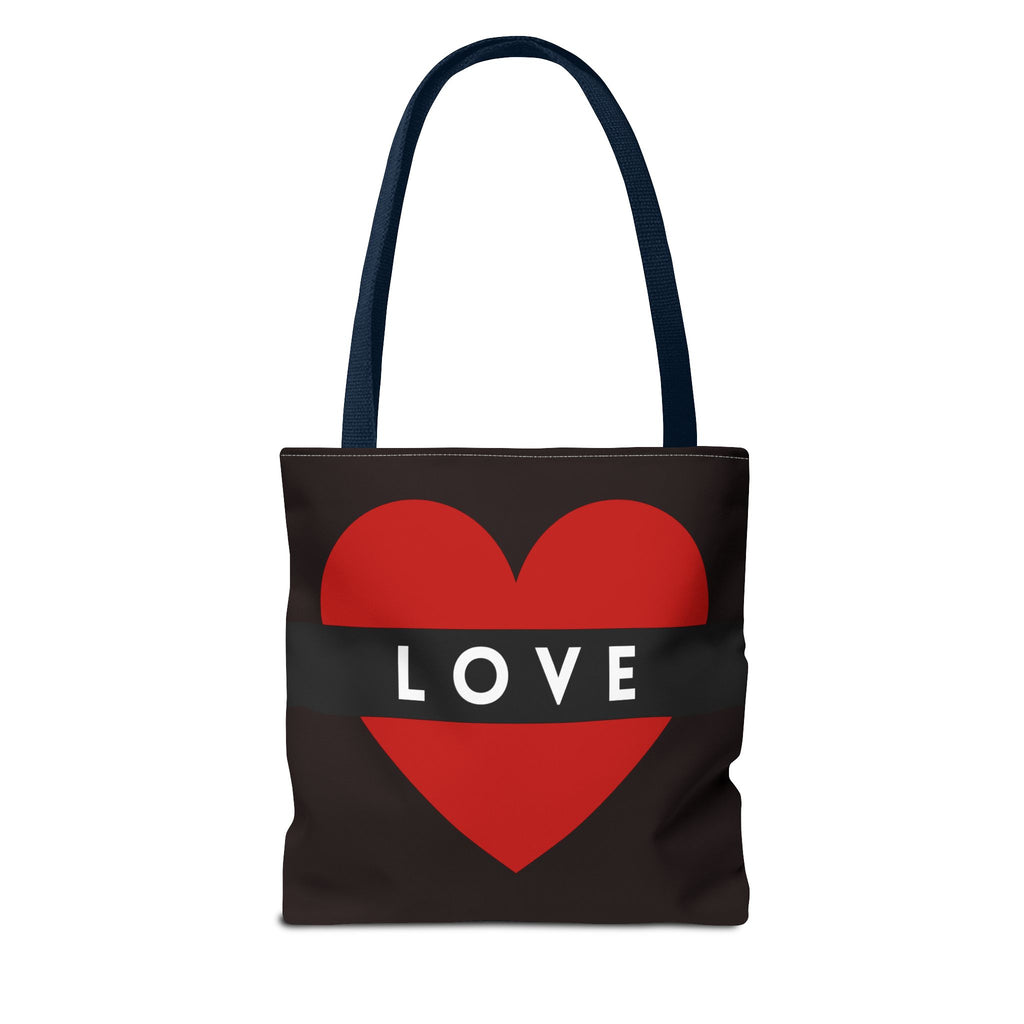Love Heart Tote Bag — Red Heart "LOVE" All-Over Print Tote