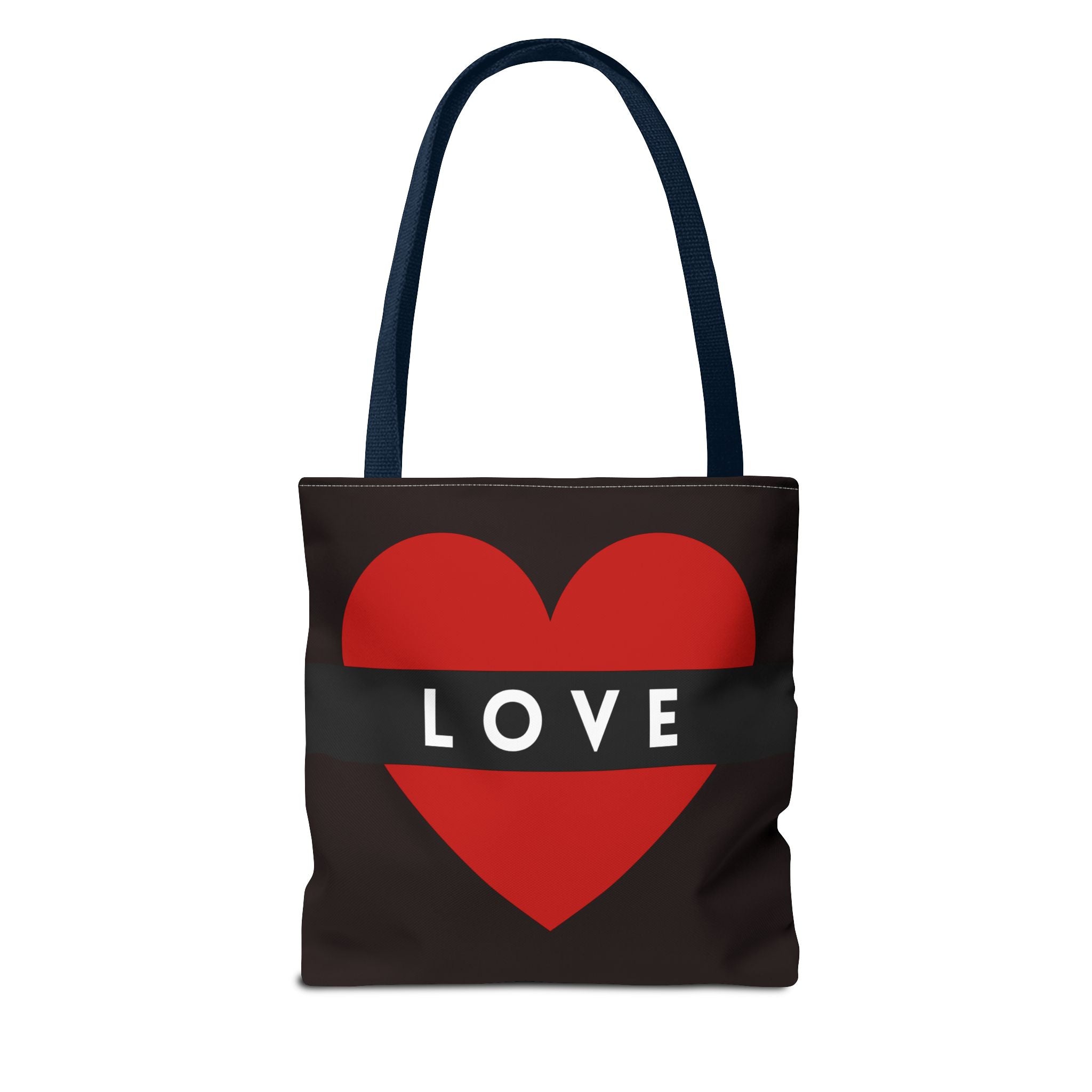 Love Heart Tote Bag — Red Heart "LOVE" All-Over Print Tote