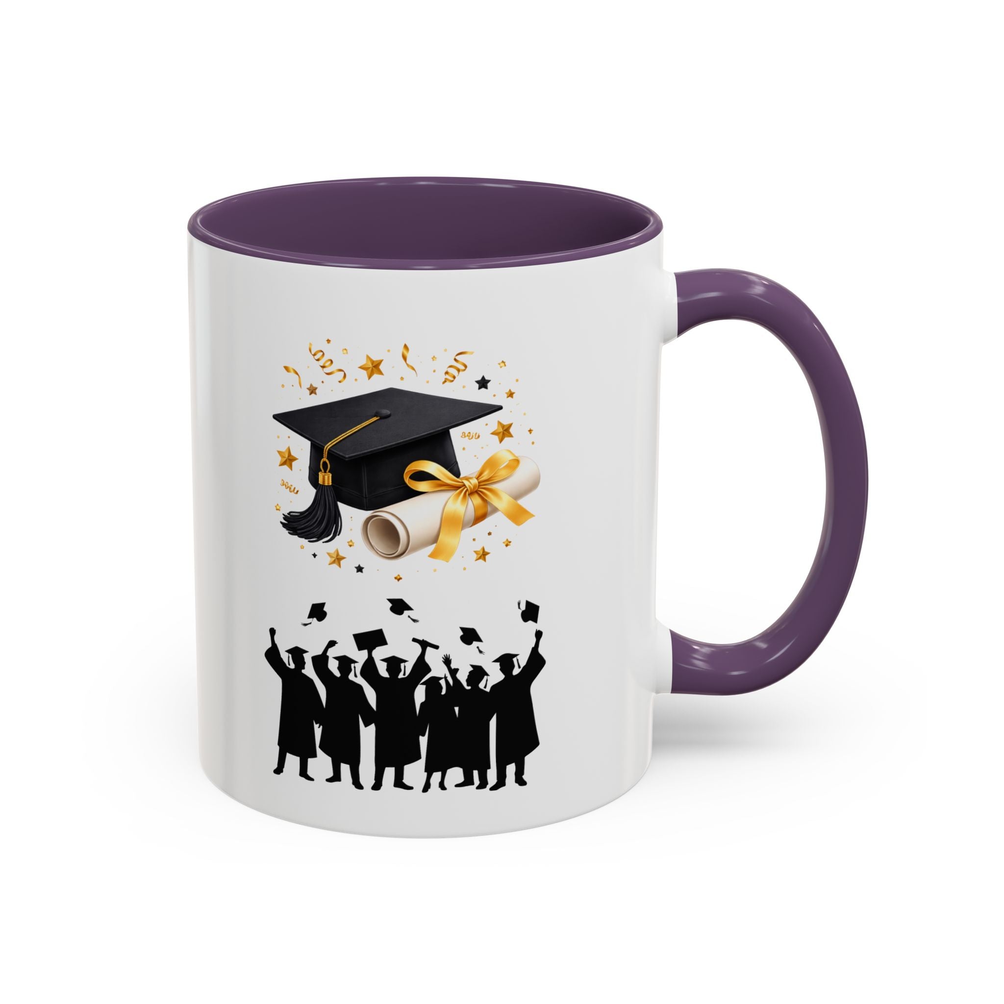 Graduation Celebration Coffee Mug — Cap, Diploma & Tossed Caps Design