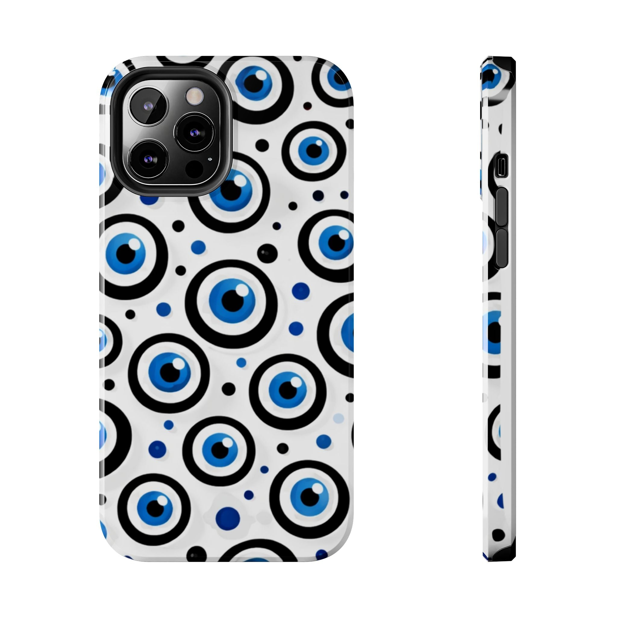 Blue Evil Eye Pattern Tough Phone Case — Protective Ceramic Nazar Design