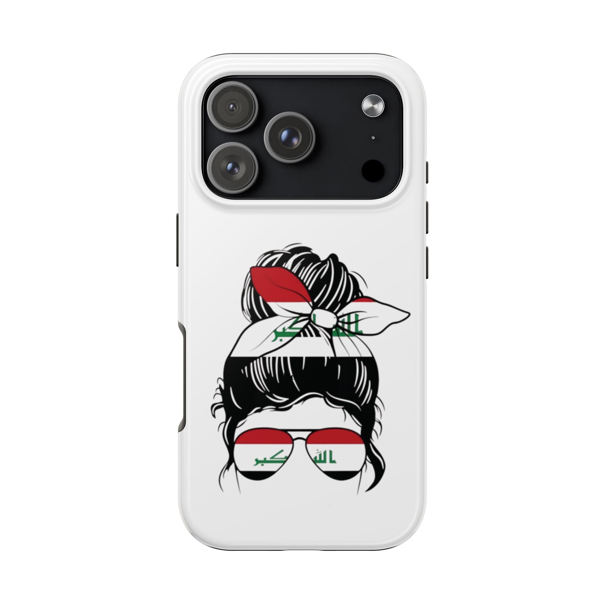 Iraq Flag Messy Bun Phone Case — Patriotic Sunglasses & Headscarf Tough Phone Case