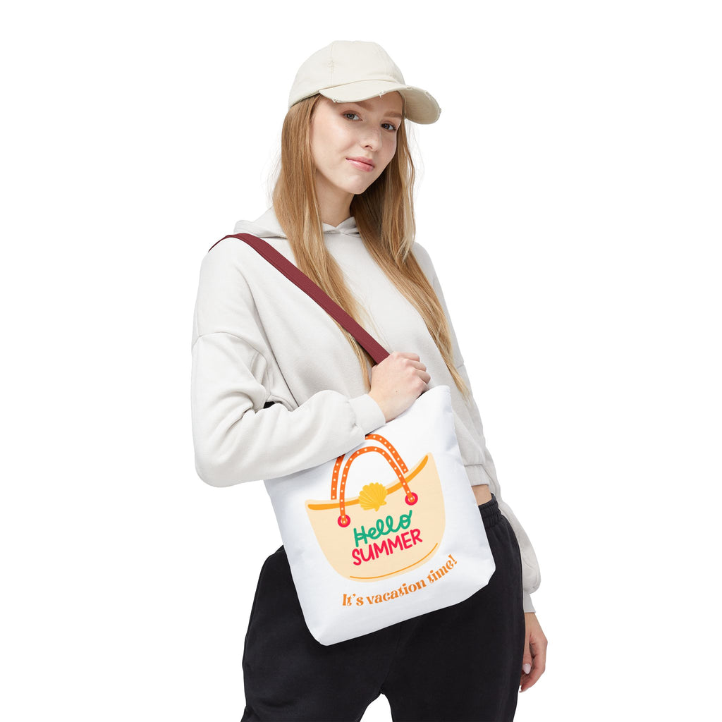 Hello Summer Tote Bag — "It's Vacation Time!" Beach Canvas Tote