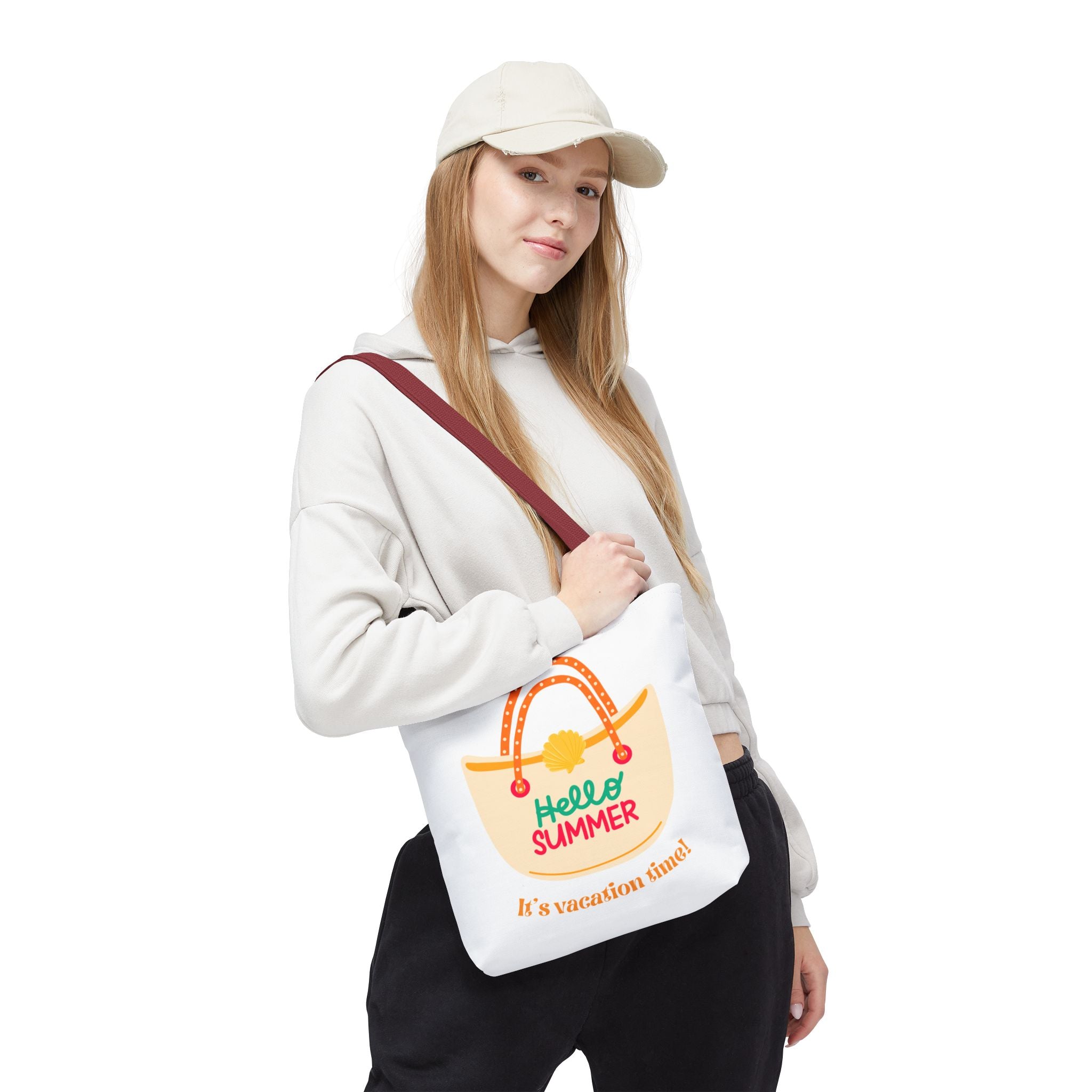 Hello Summer Tote Bag — "It's Vacation Time!" Beach Canvas Tote