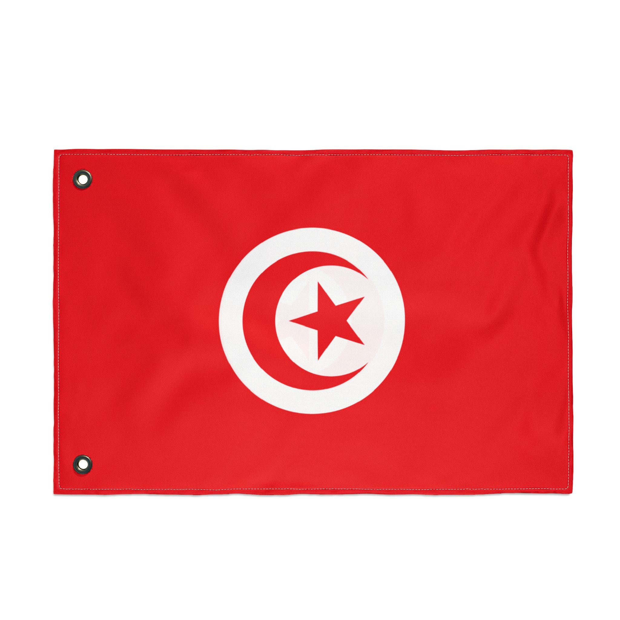 Tunisia Double-Sided Flag - 2 Grommet Red Crescent & Star Outdoor/Indoor Flag