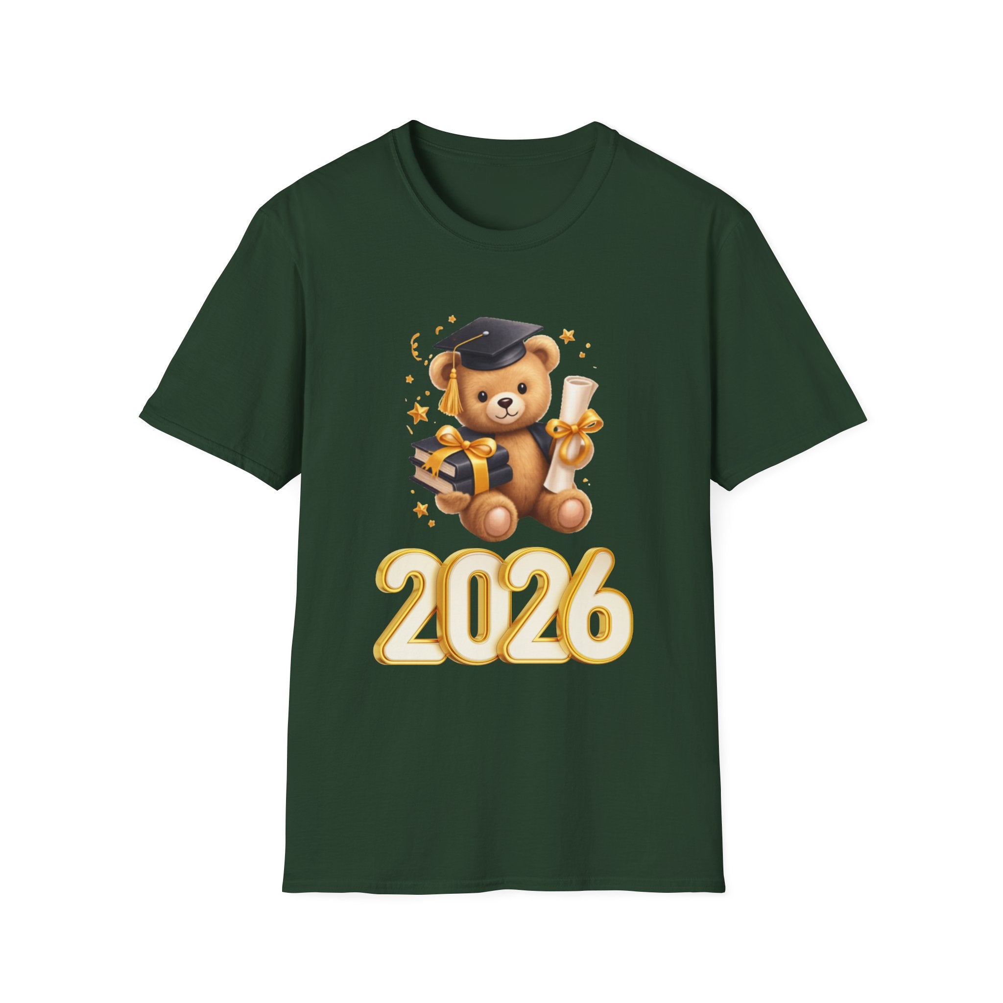 2026 Graduation Bear T-Shirt — Cute Teddy Grad Cap & Diploma Tee