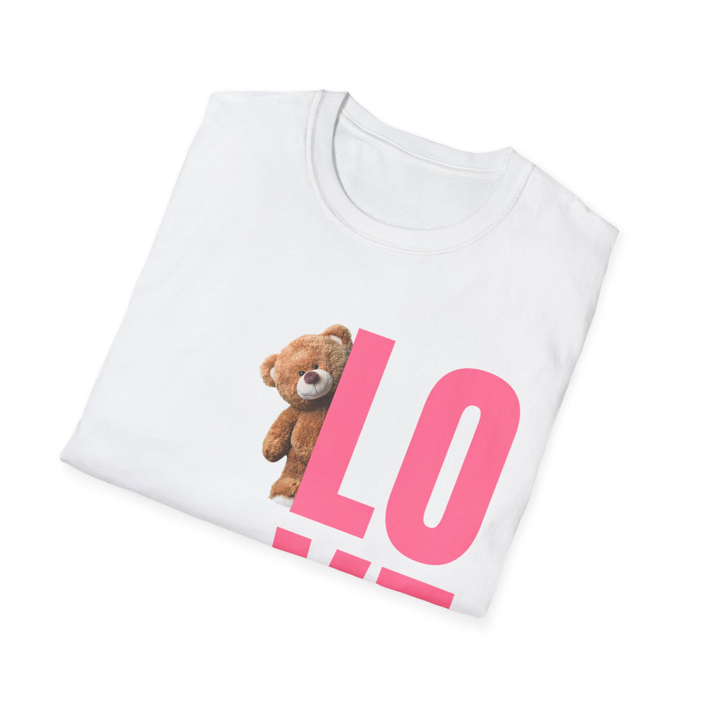 LOVE Teddy Bear T-Shirt — Cute Pink Love Graphic Tee for Valentine’s Day