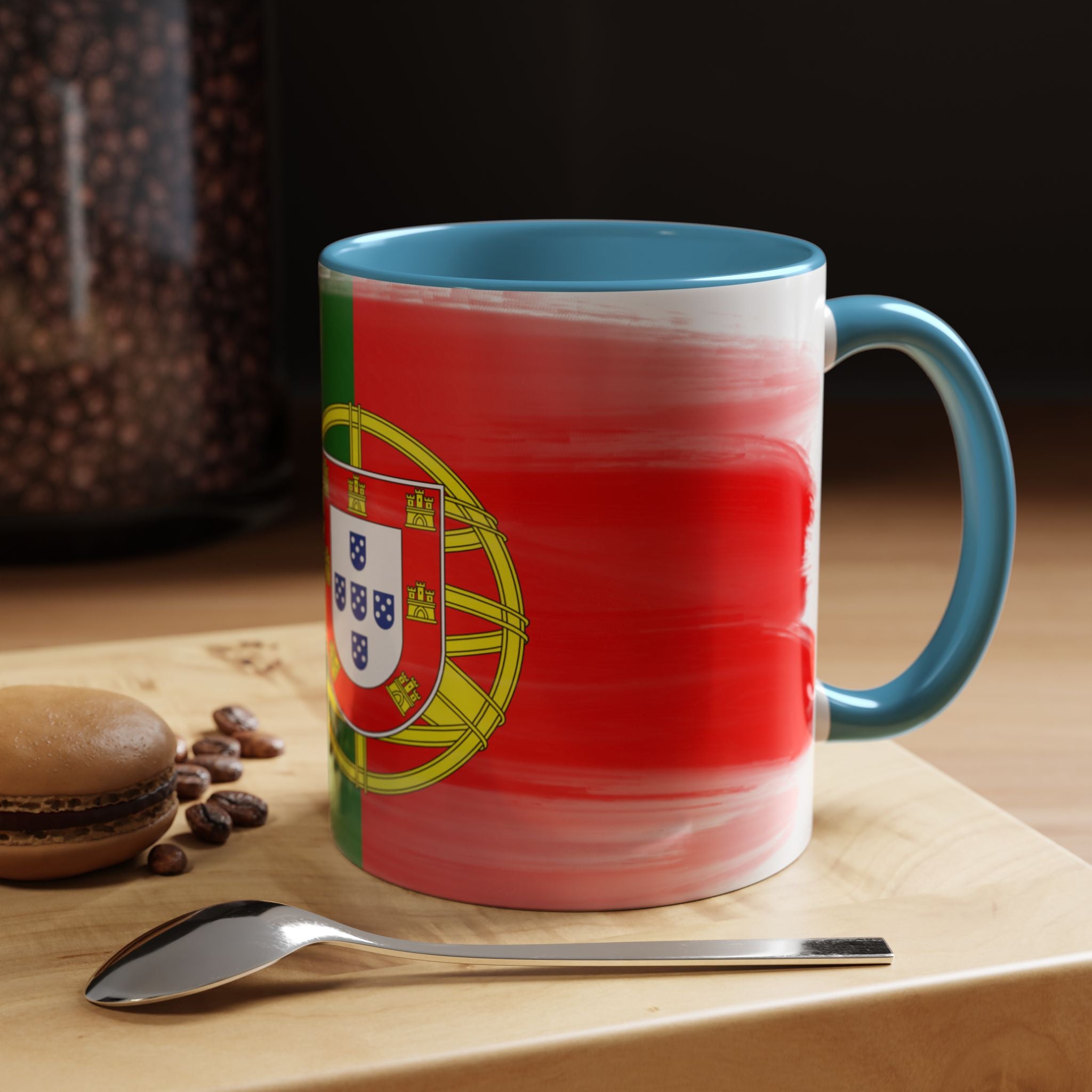 Portugal Flag Accent Coffee Mug — Painted Portuguese Crest Design (11/15oz)