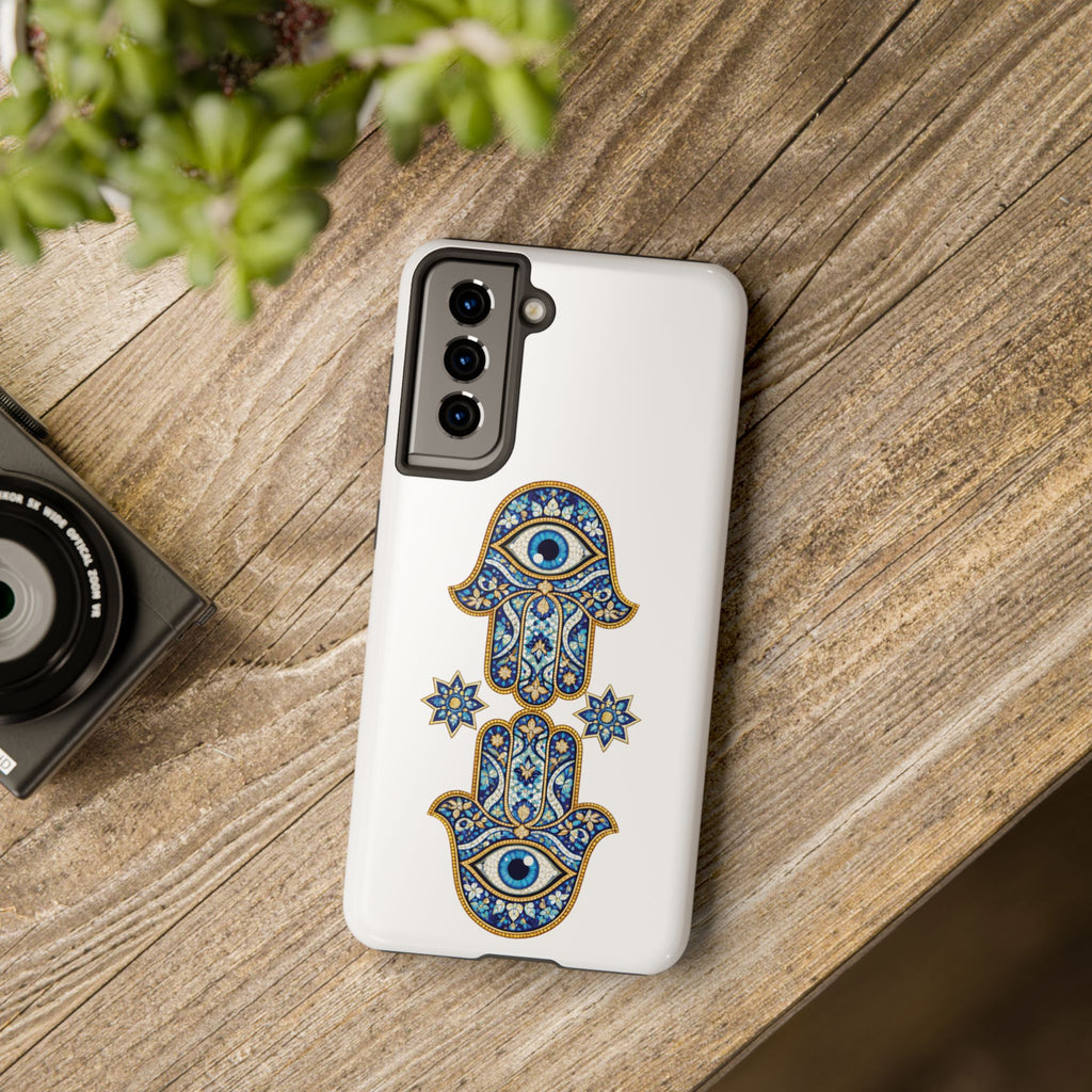 Hamsa Eye Tough Phone Case — Blue Mosaic Protective Phone Cover