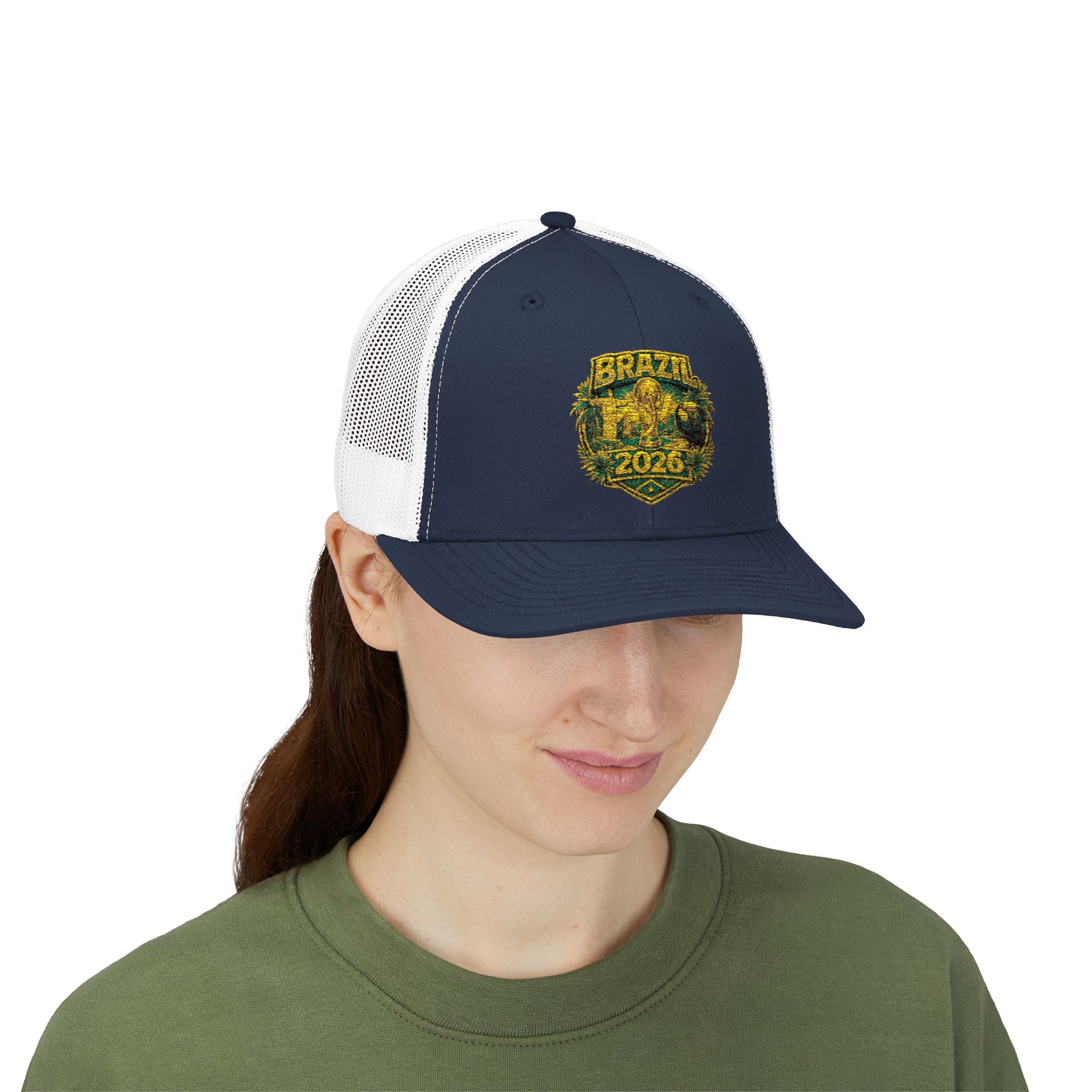 Brazil  Vintage Patch Trucker Cap — Rustic 2026 Crest Snapback