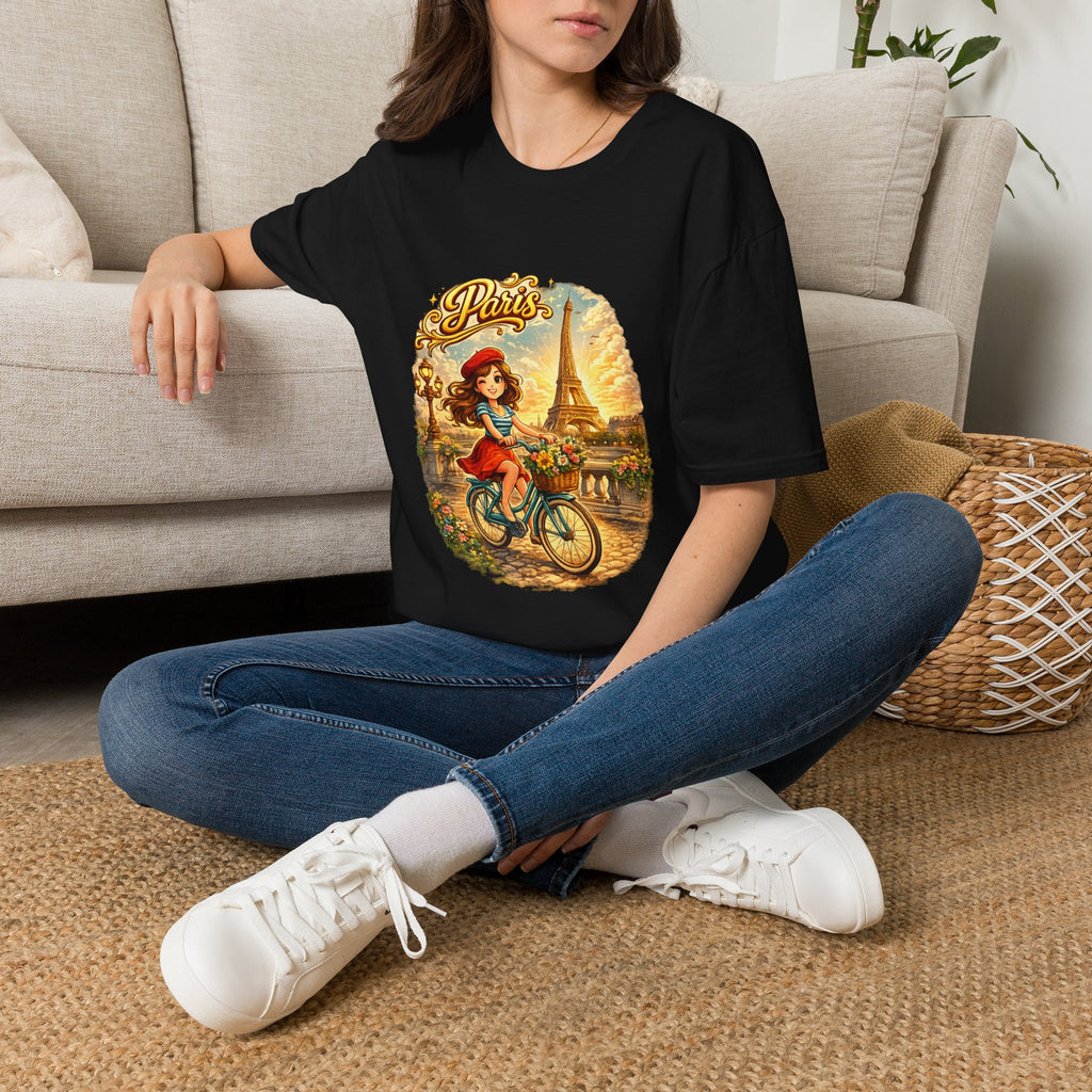Paris Retro Bicycle T-Shirt — Vintage Eiffel Tower Travel Tee