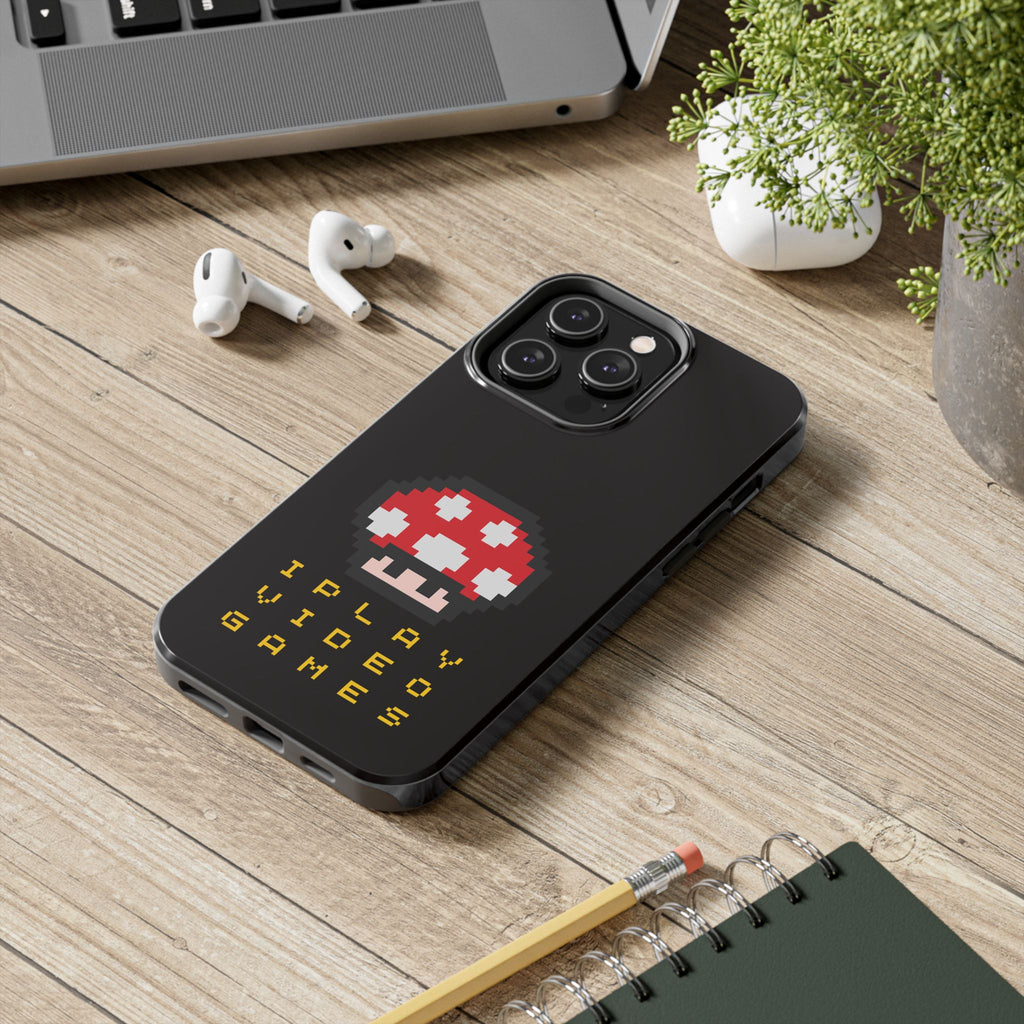 I Play Video Games Pixel Mushroom Phone Case — Tough Protective Gamer Case