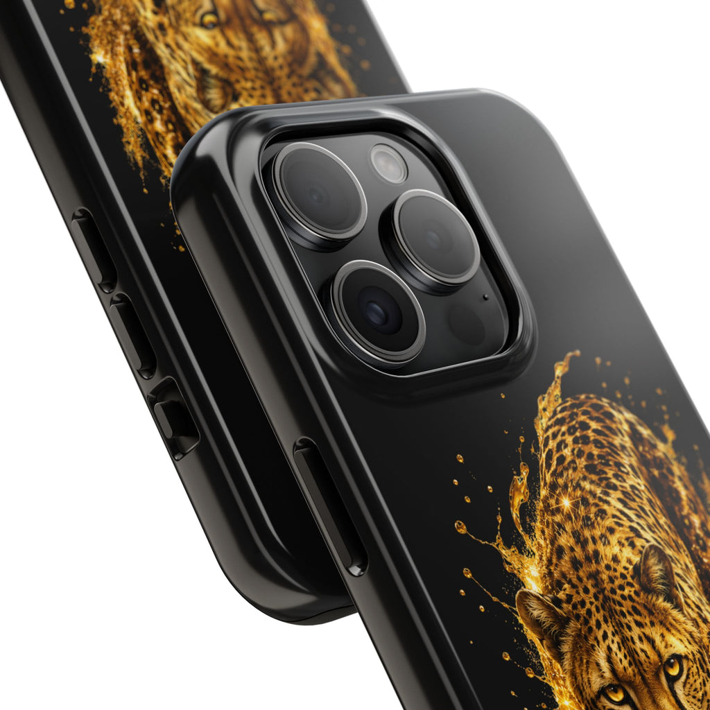 Golden Cheetah Tough Phone Case — Fierce Splash Design, Protective iPhone Cover