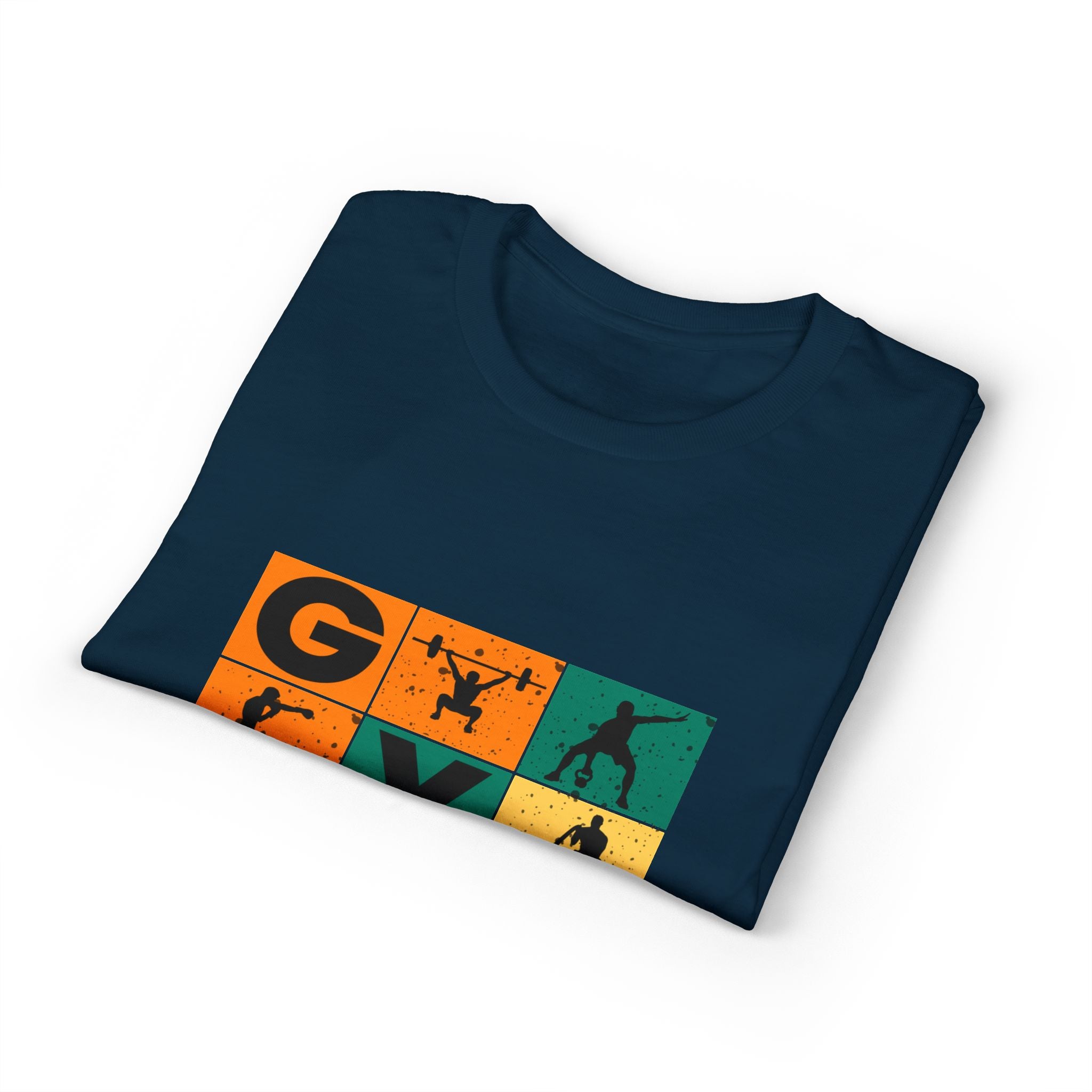 Gym Blocks Graphic T-Shirt — Retro Fitness Silhouette Tee