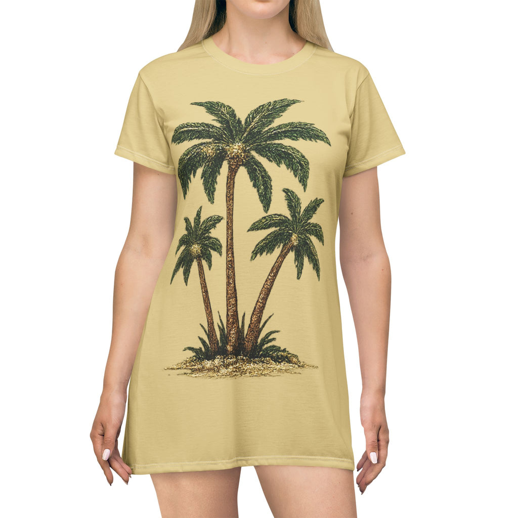 Palm Tree T-Shirt Dress — Tropical Beach Vacation Sundress
