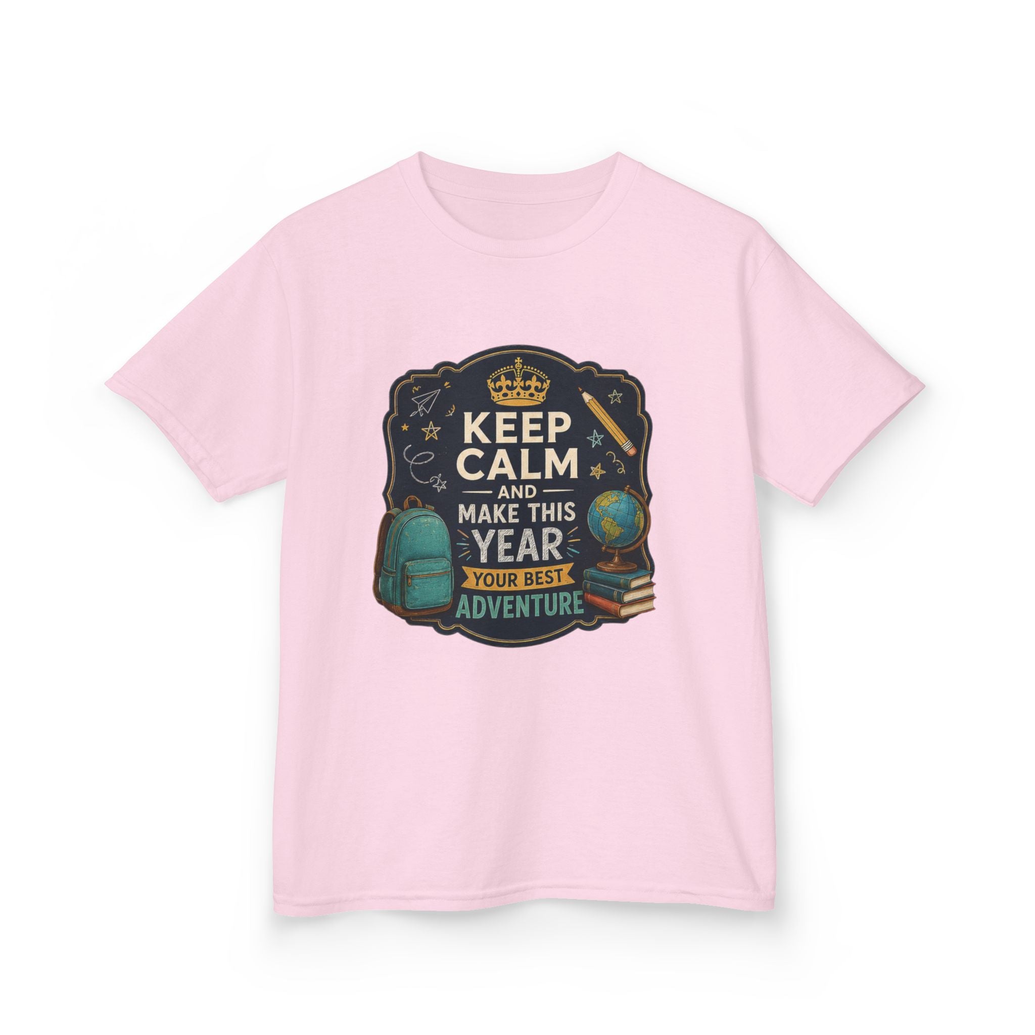 Kids Tee — "Keep Calm and Make This Year Your Best Adventure" Travel Graphic