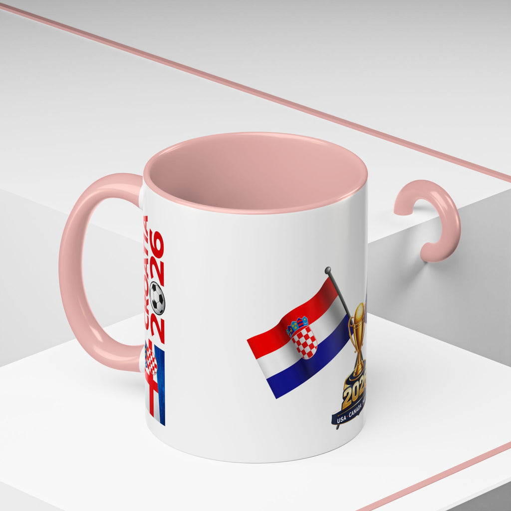 Croatia 2026 Soccer Fan Coffee Mug — Flags & Trophy Cup Design
