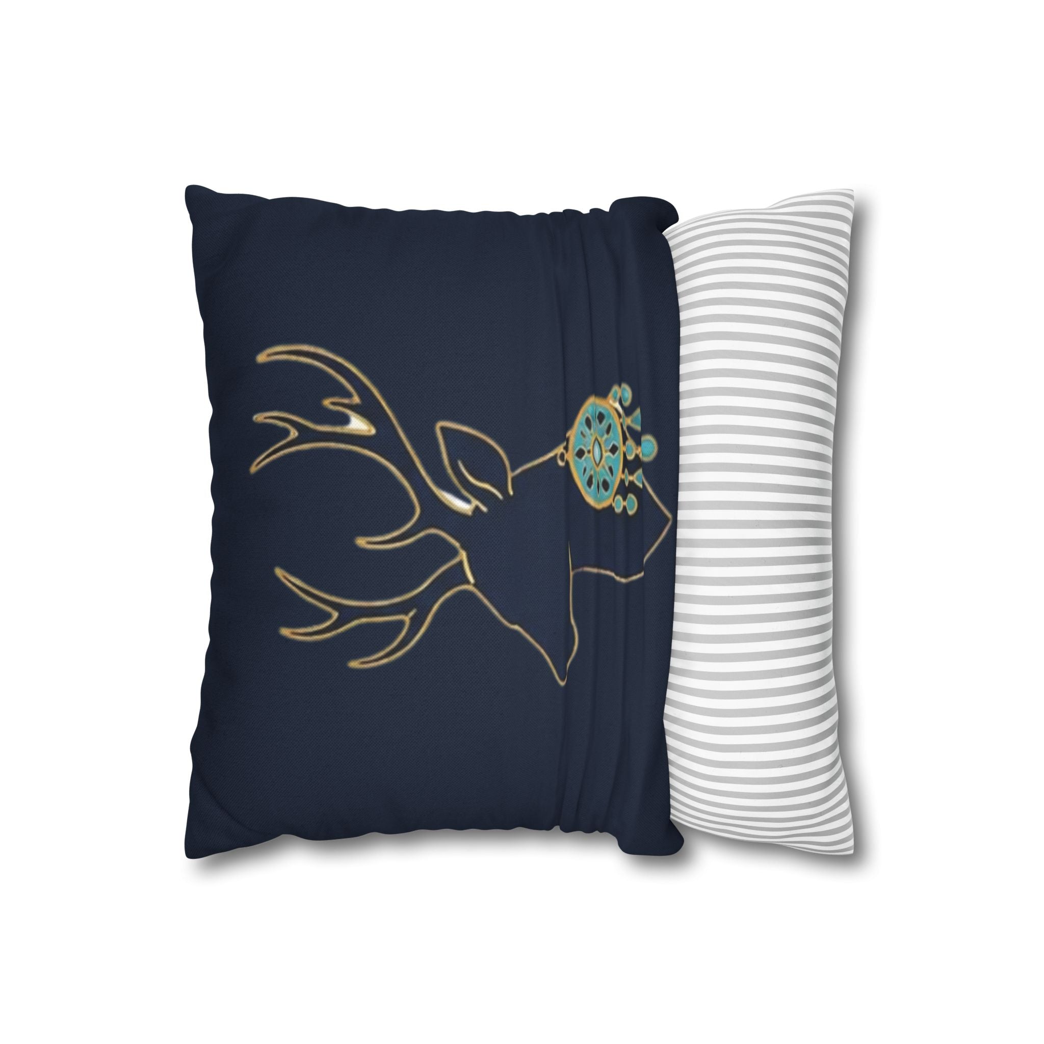Boho Deer Dreamcatcher Pillowcase — Navy Decorative Throw Pillow