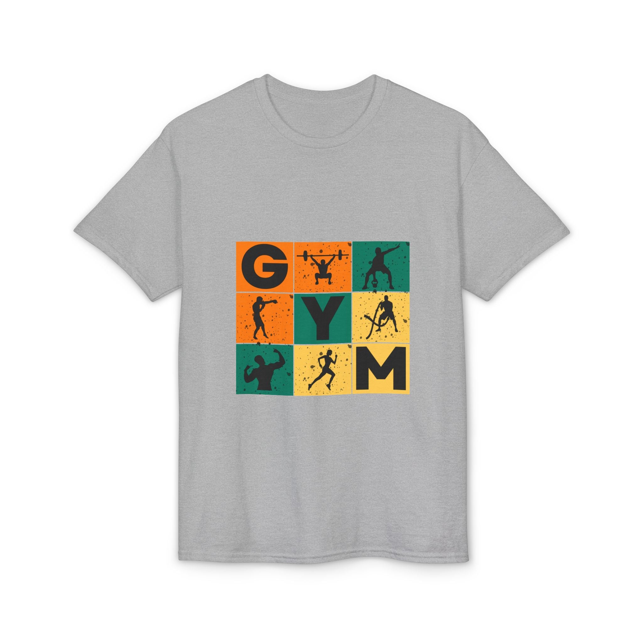 Gym Blocks Graphic T-Shirt — Retro Fitness Silhouette Tee
