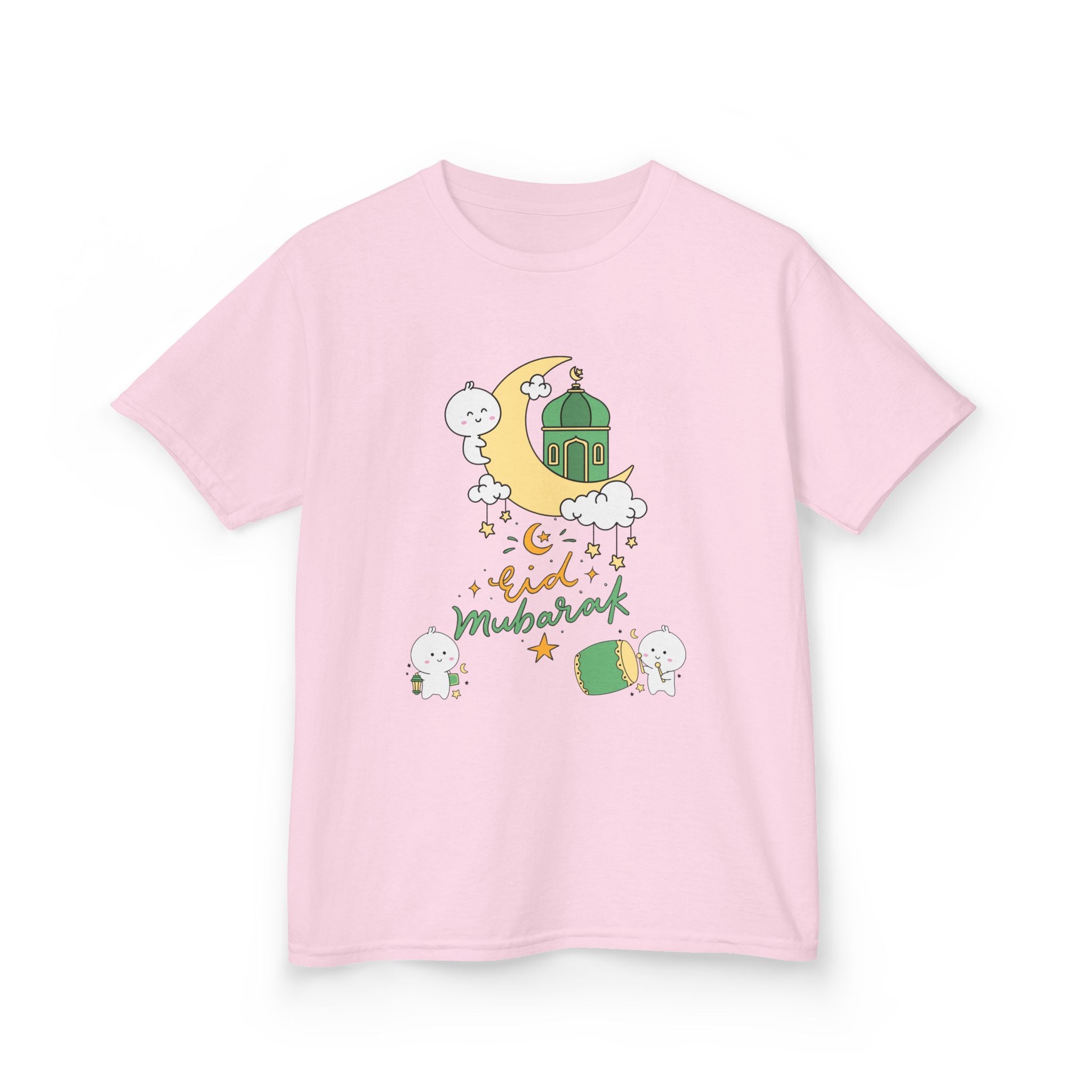 Kids Eid Mubarak Tee — Cute Crescent Moon & Mosque Ramadan Shirt