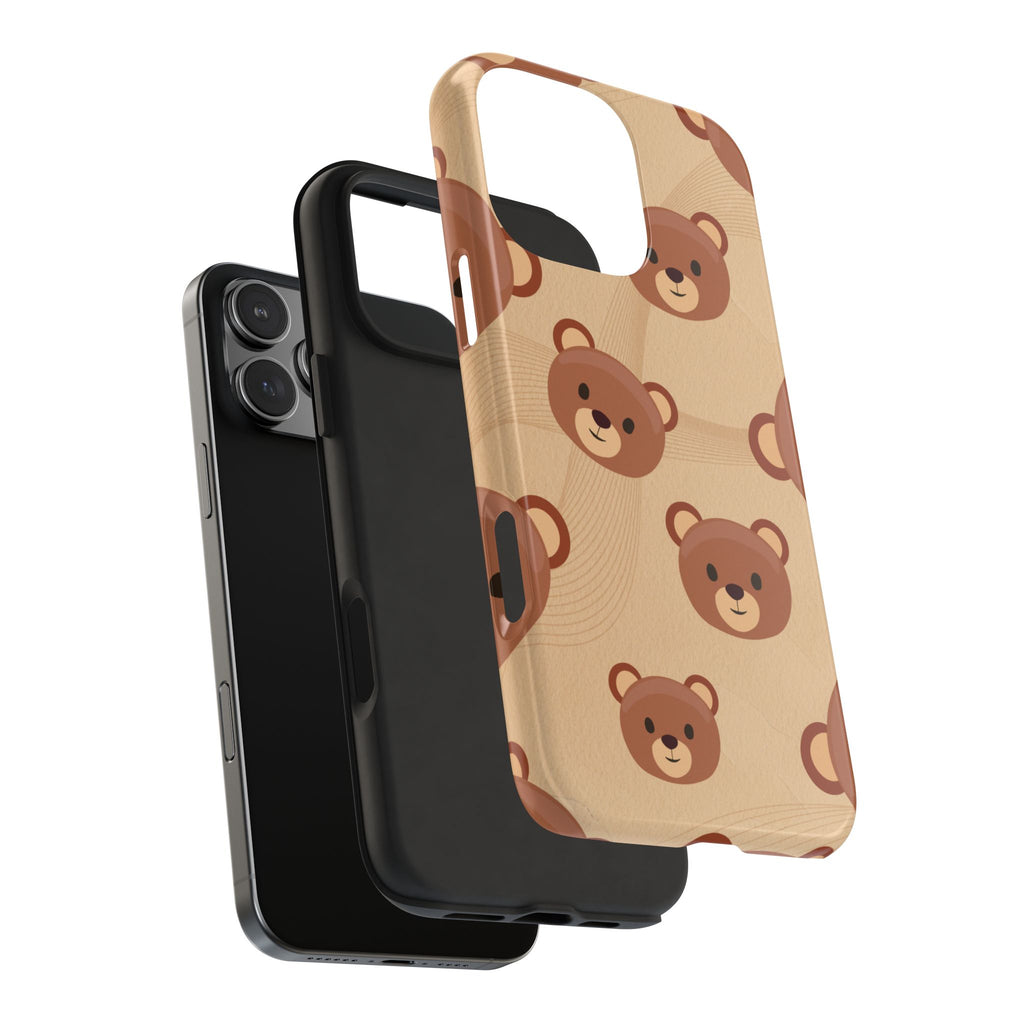 Bear Pattern Tough Phone Case — Cute Brown Bear Protective Phone Cover