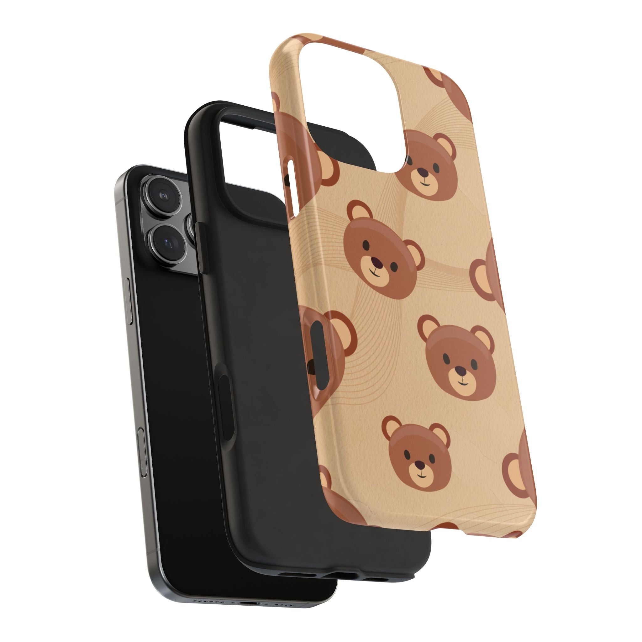 Bear Pattern Tough Phone Case — Cute Brown Bear Protective Phone Cover