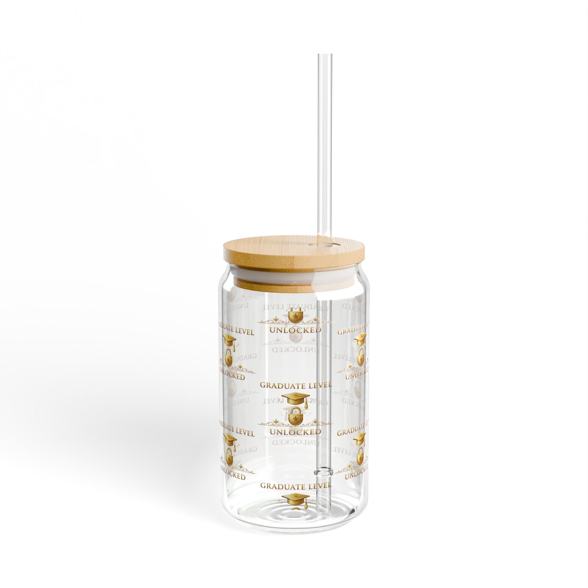 Graduation Sipper Glass 16oz — Reusable Bamboo Lid & Straw Tumbler (Celebrate Grad)