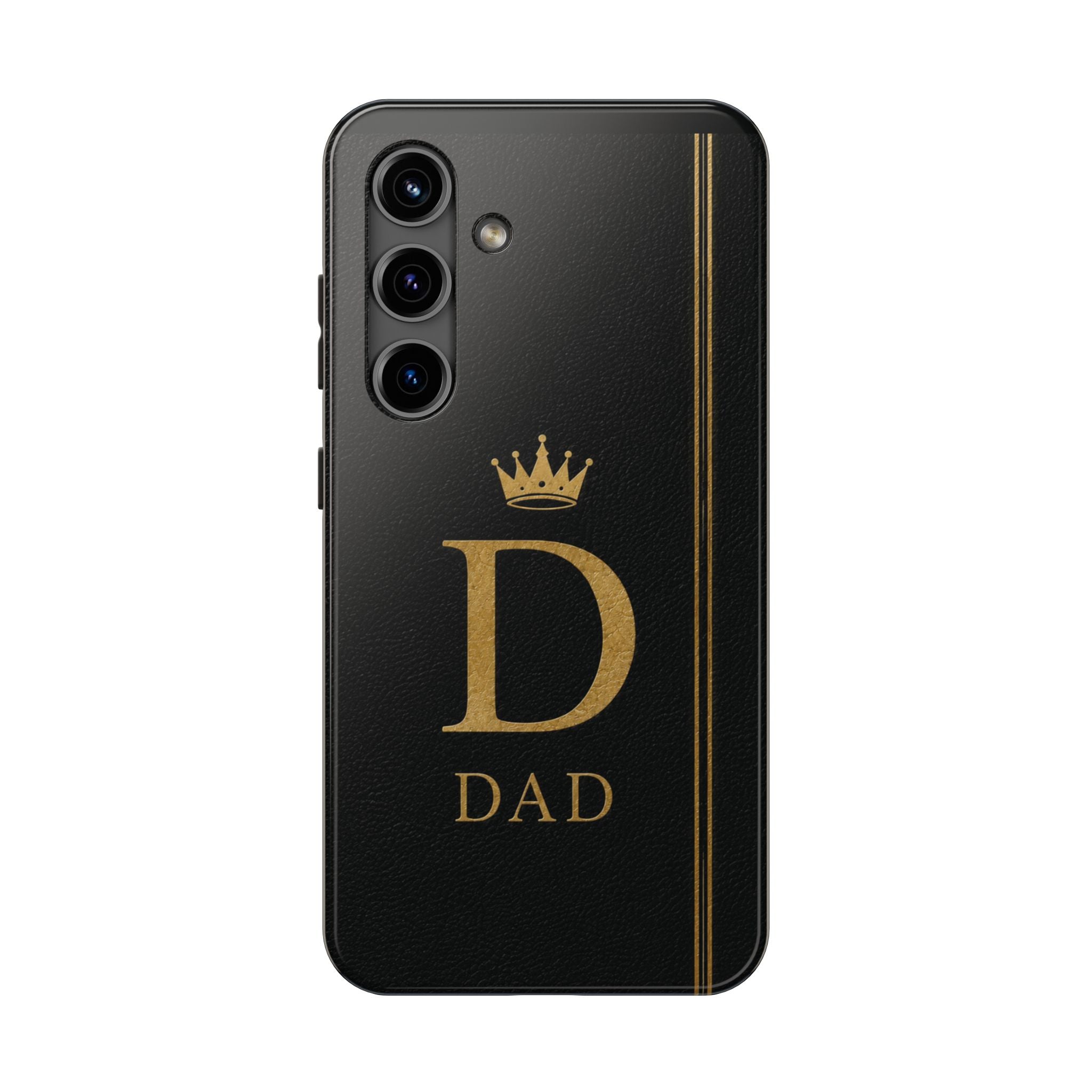 Dad Monogram Tough Phone Case — Black Gold Crown Initial