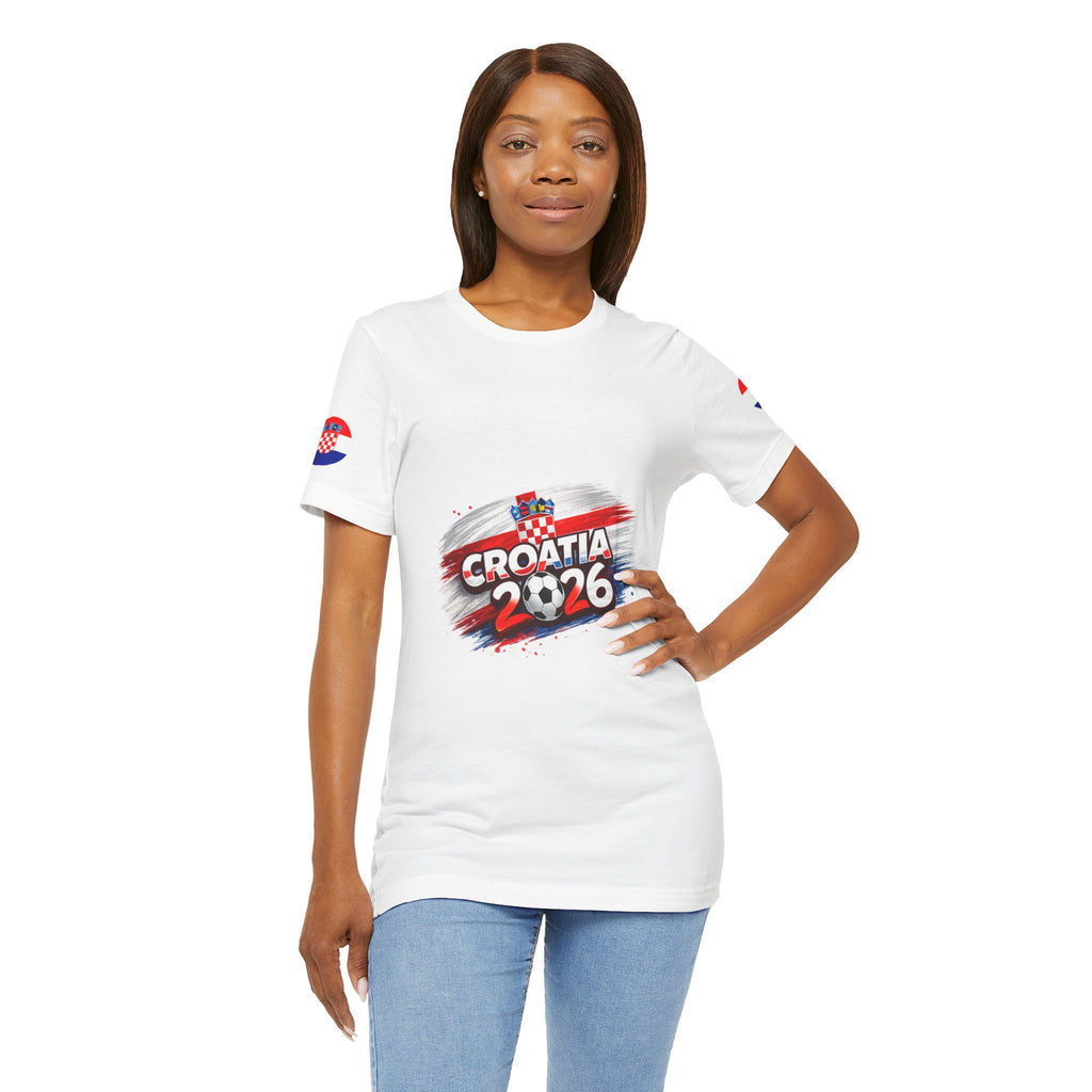 Croatia 2026 Soccer Fan Tee — Croatian Flag Ribbon Football Jersey Shirt