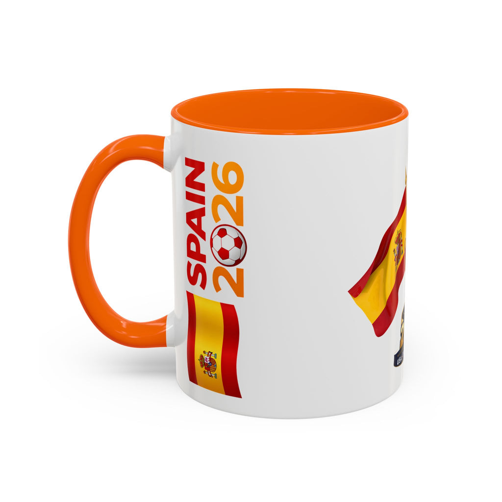 Spain 2026 Soccer Trophy Accent Coffee Mug — Spain Flag Football Fan Gift (11/15oz)