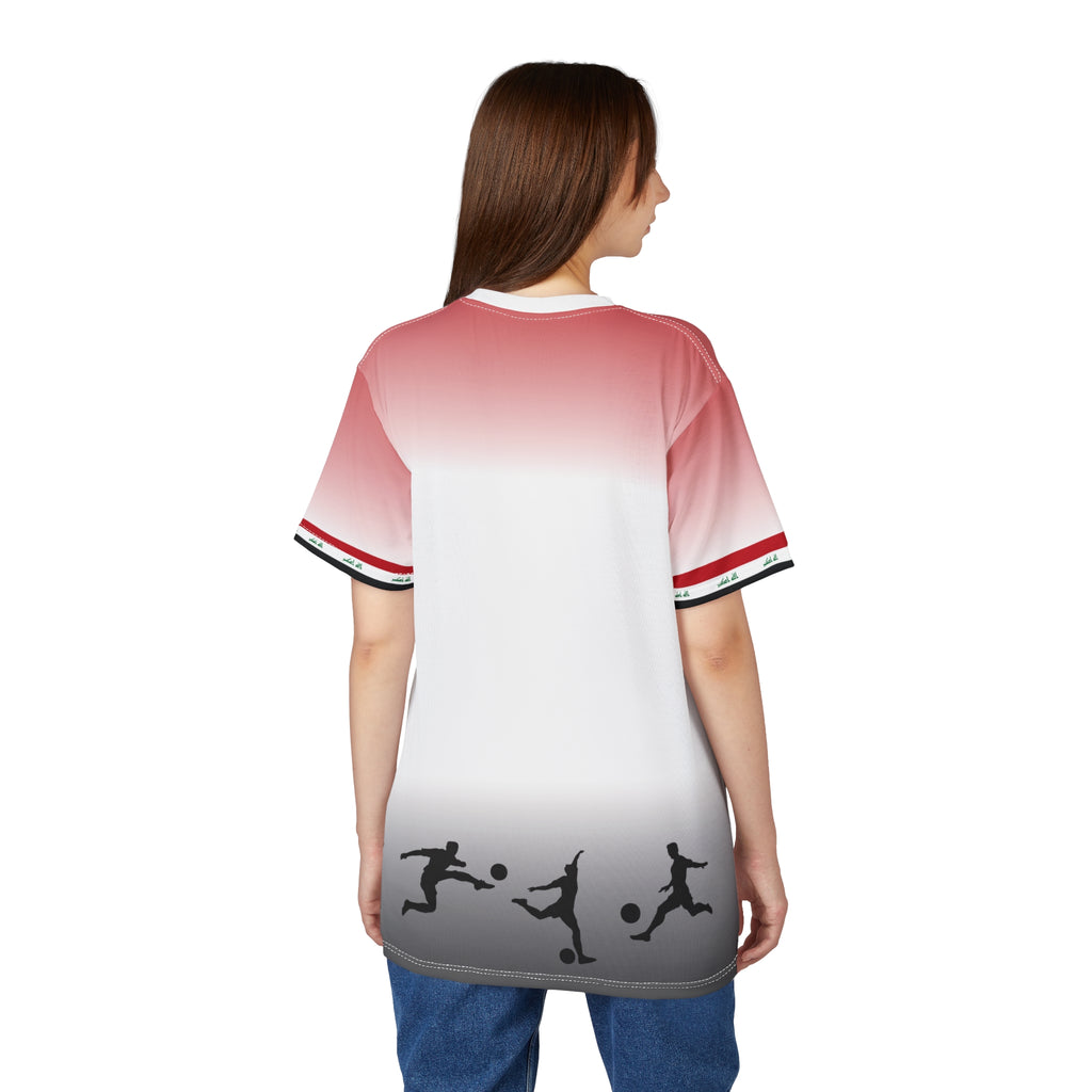 Iraq Lion Head Soccer Tee — Patriotic Football Graphic T-Shirt