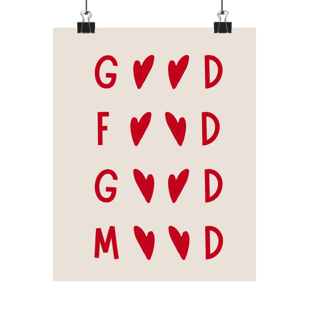 Good Mood Poster — Red Heart Typography Matte Vertical Art