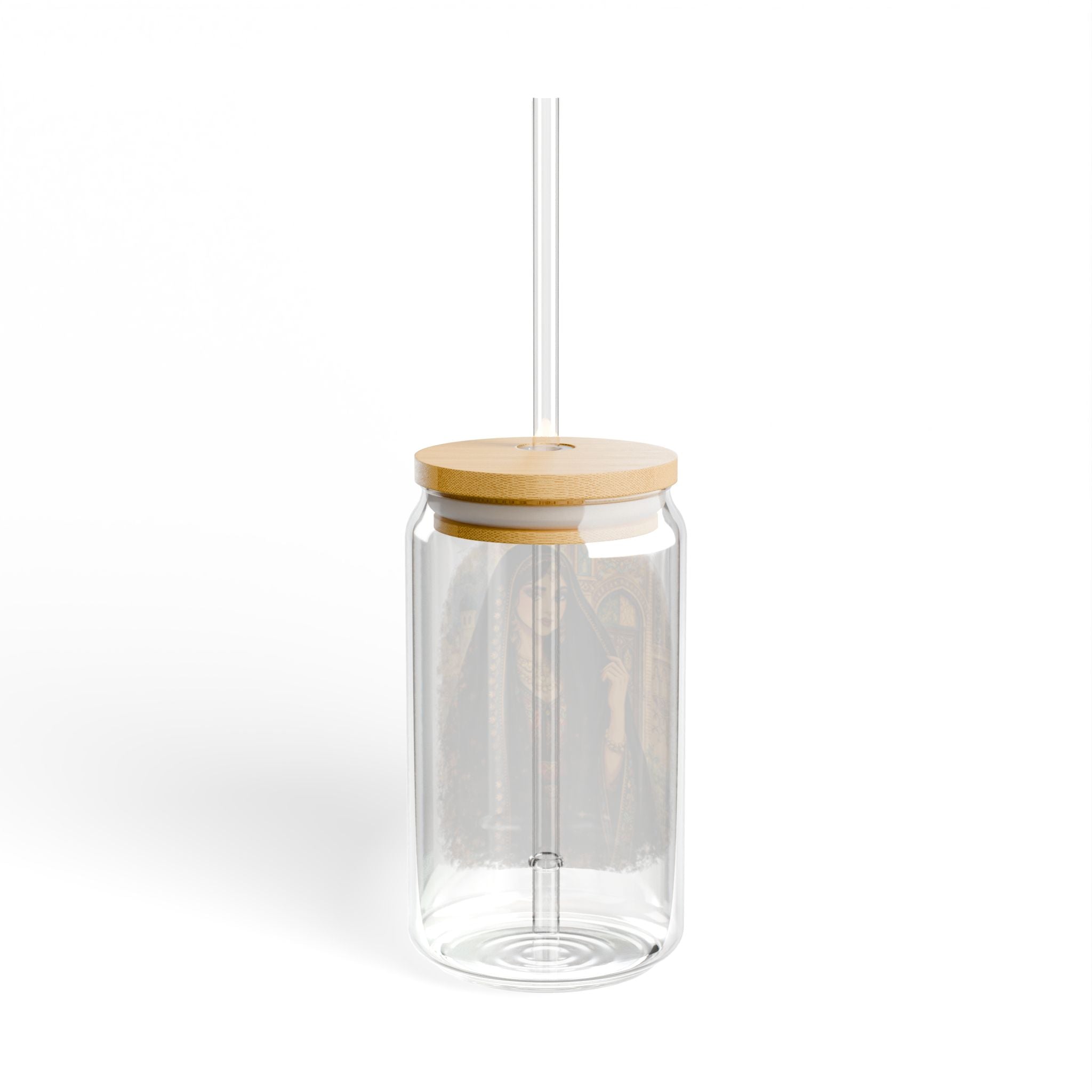 16oz Glass Sipper with Vintage Middle Eastern Woman Illustration