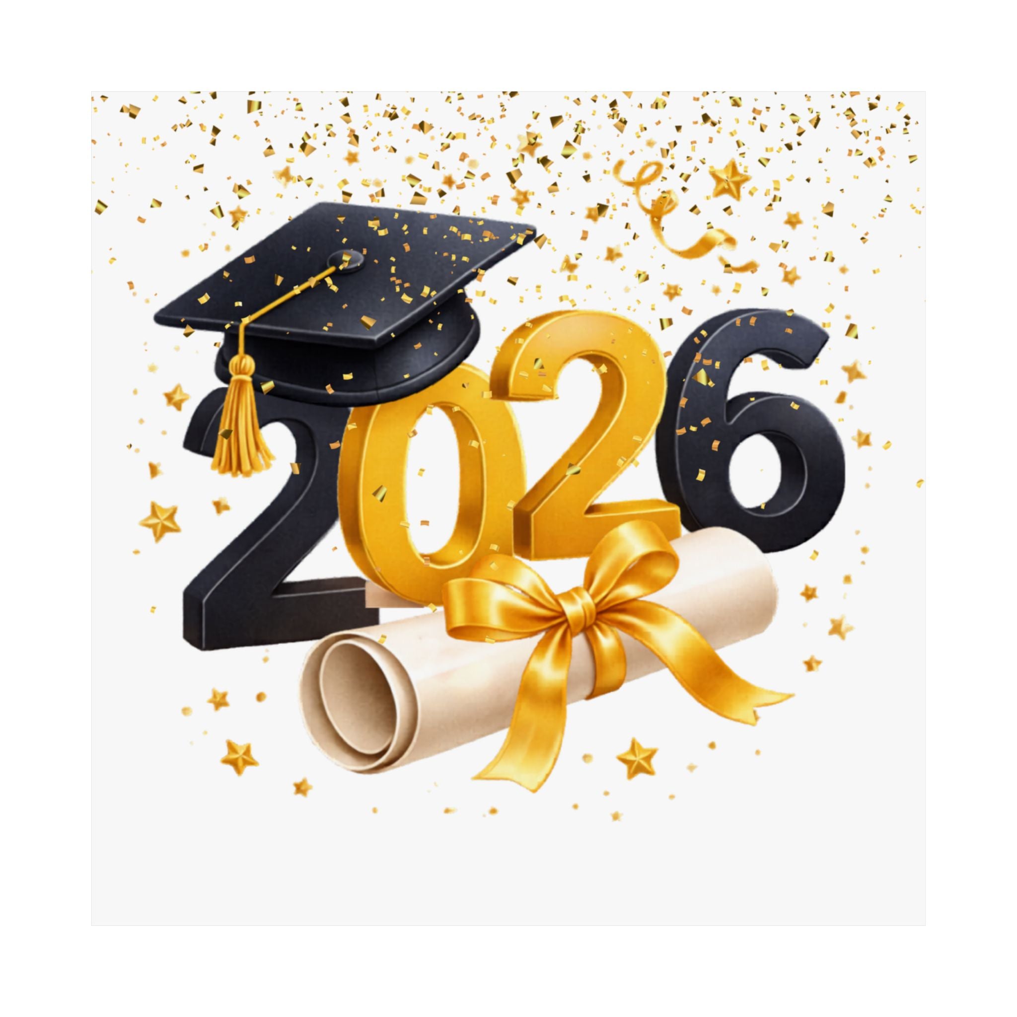 2026 Graduation Poster — Matte Vertical Graduation Wall Art with Cap & Diploma