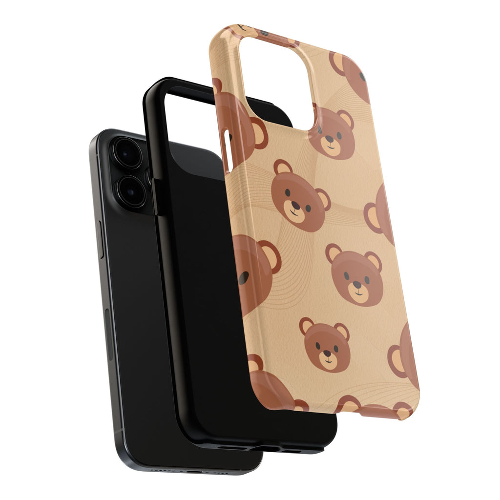 Bear Pattern Tough Phone Case — Cute Brown Bear Protective Phone Cover