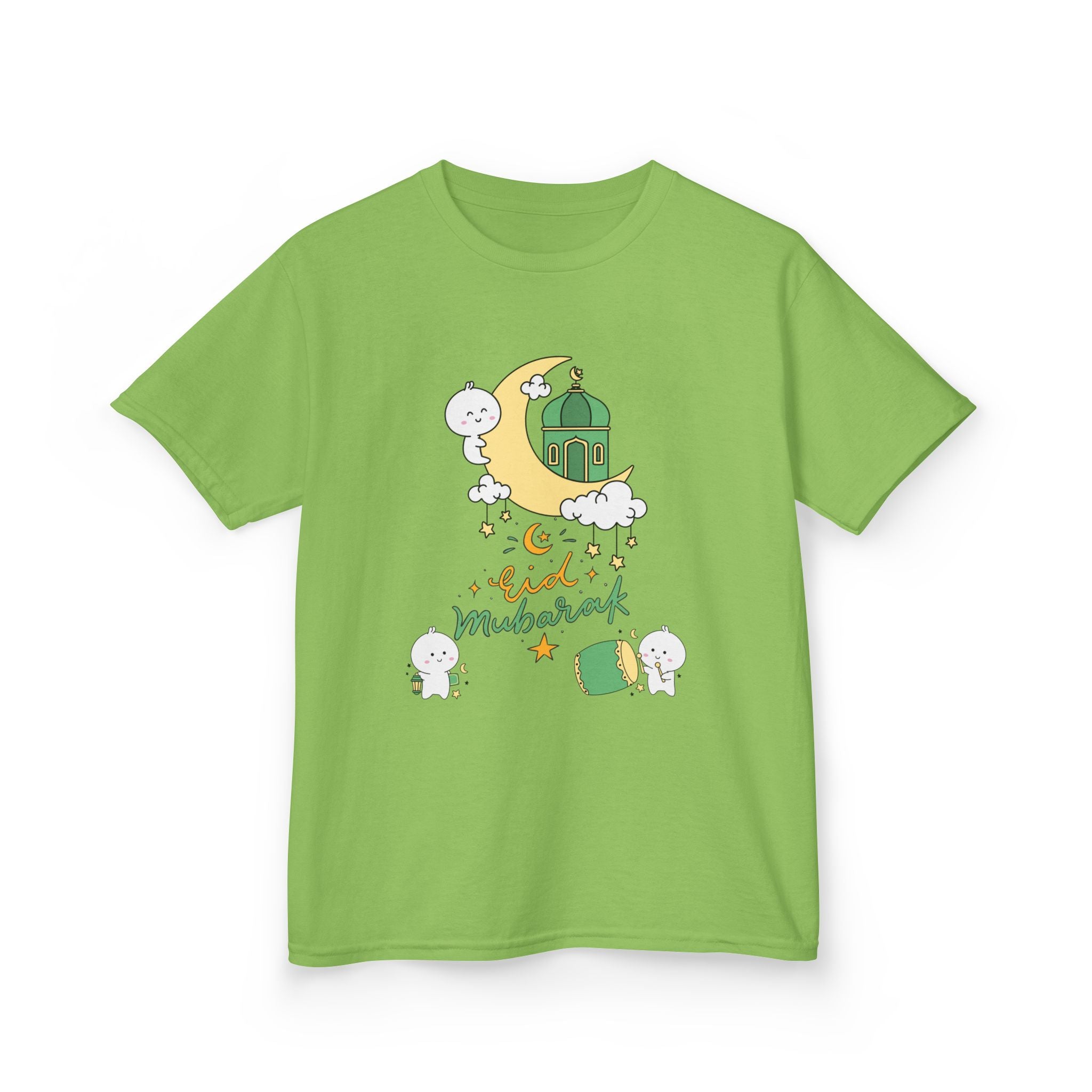 Kids Eid Mubarak Tee — Cute Crescent Moon & Mosque Ramadan Shirt