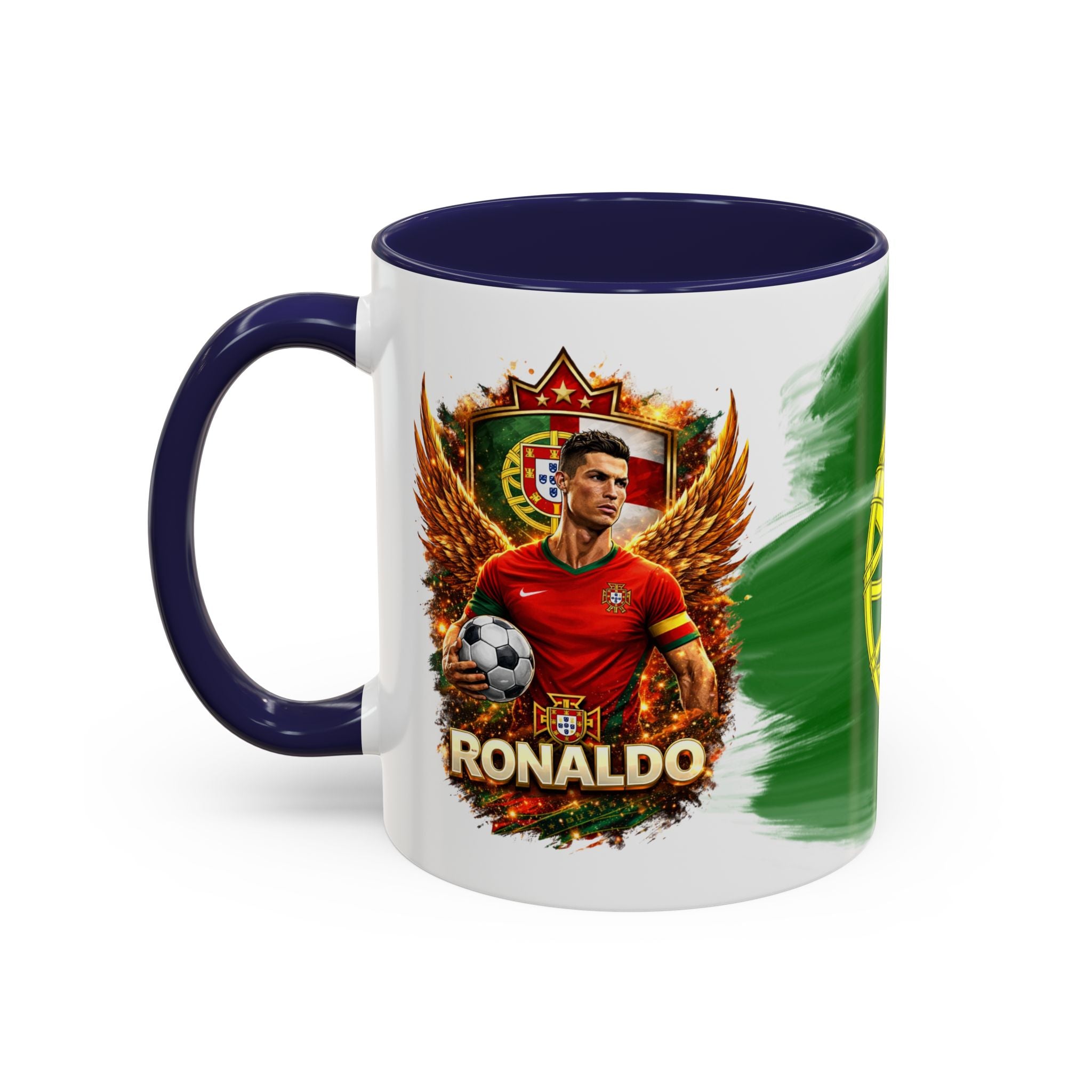 Portugal Flag Accent Coffee Mug — Painted Portuguese Crest Design (11/15oz)