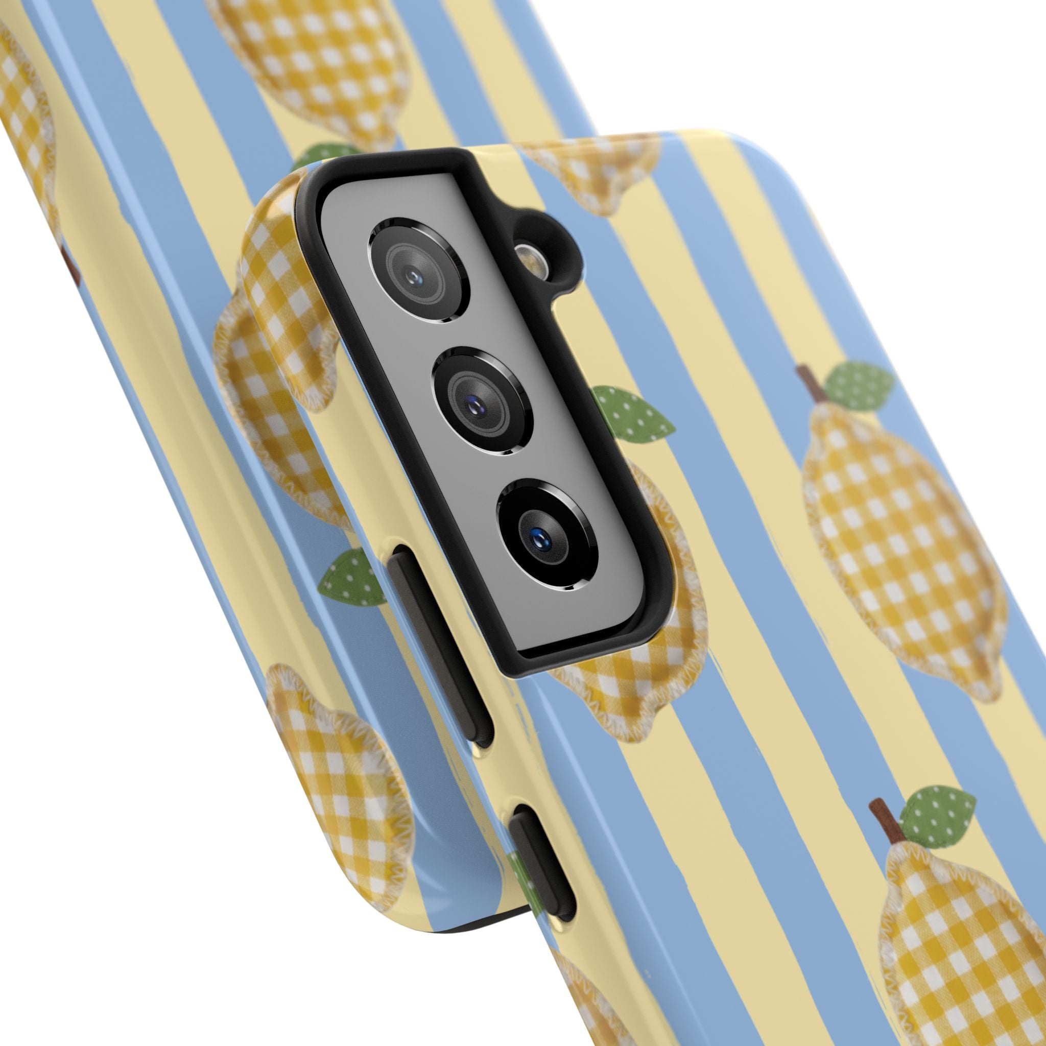 Tough Phone Case — Blue & Yellow Gingham Lemon Design