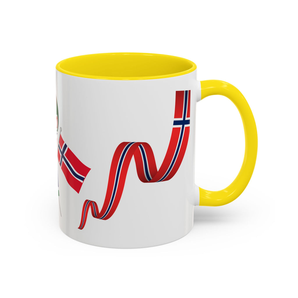 Norway Pride Coffee Mug — Norwegian Flag Ribbon & Cup Emblem Accent Mug