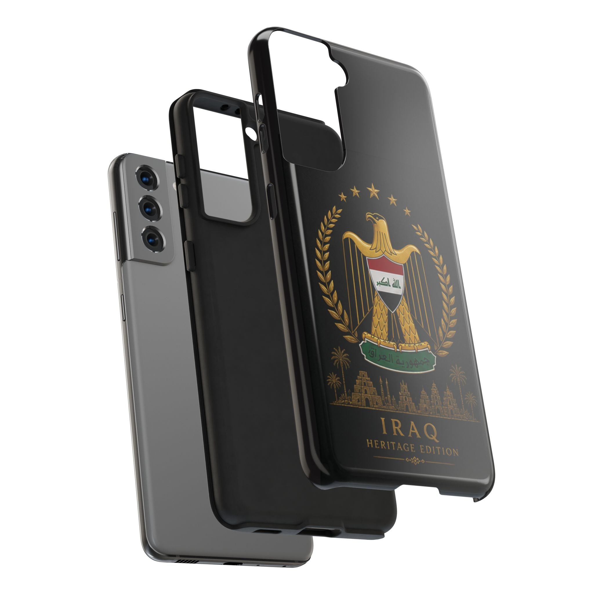 Iraq Coat of Arms Tough Phone Case — Arabic ‘Allahu Akbar’ Military Eagle Design