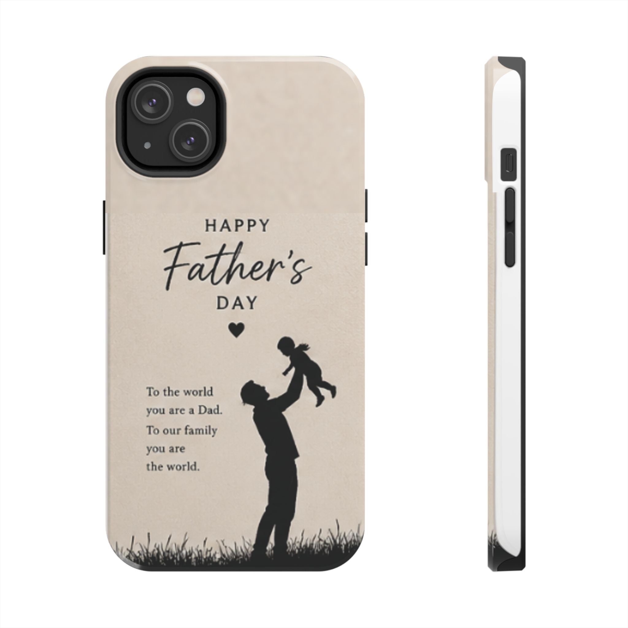Father's Day Tough Phone Case — "Happy Father's Day" Silhouette Dad & Child Protective Cover