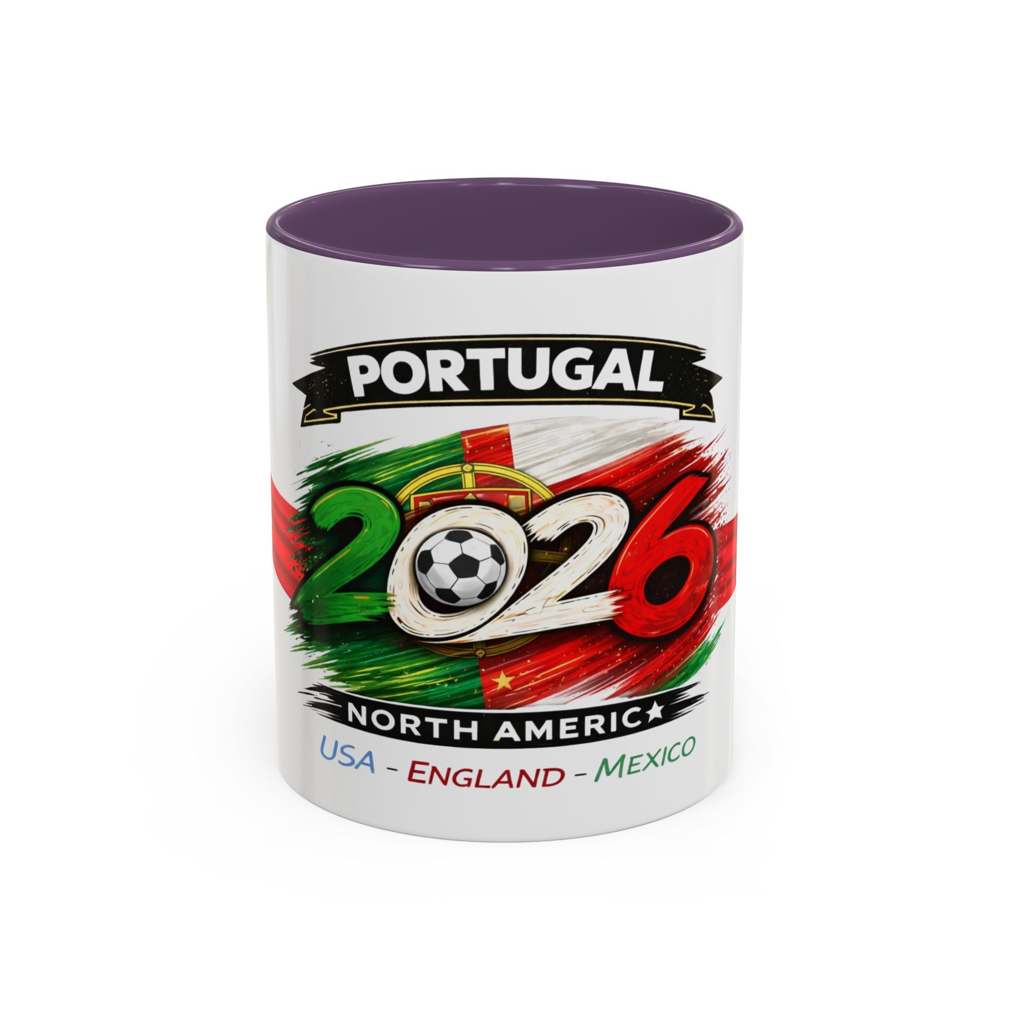 Portugal 2026 Soccer Cup Accent Coffee Mug — USA England Mexico Host Nations