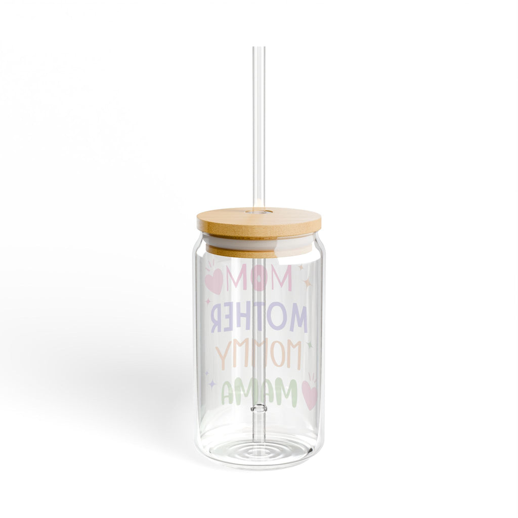 Mom / Mother / Mommy / Mama 16oz Sipper Glass – Colorful Mother's Day Gift with Bamboo Lid & Straw