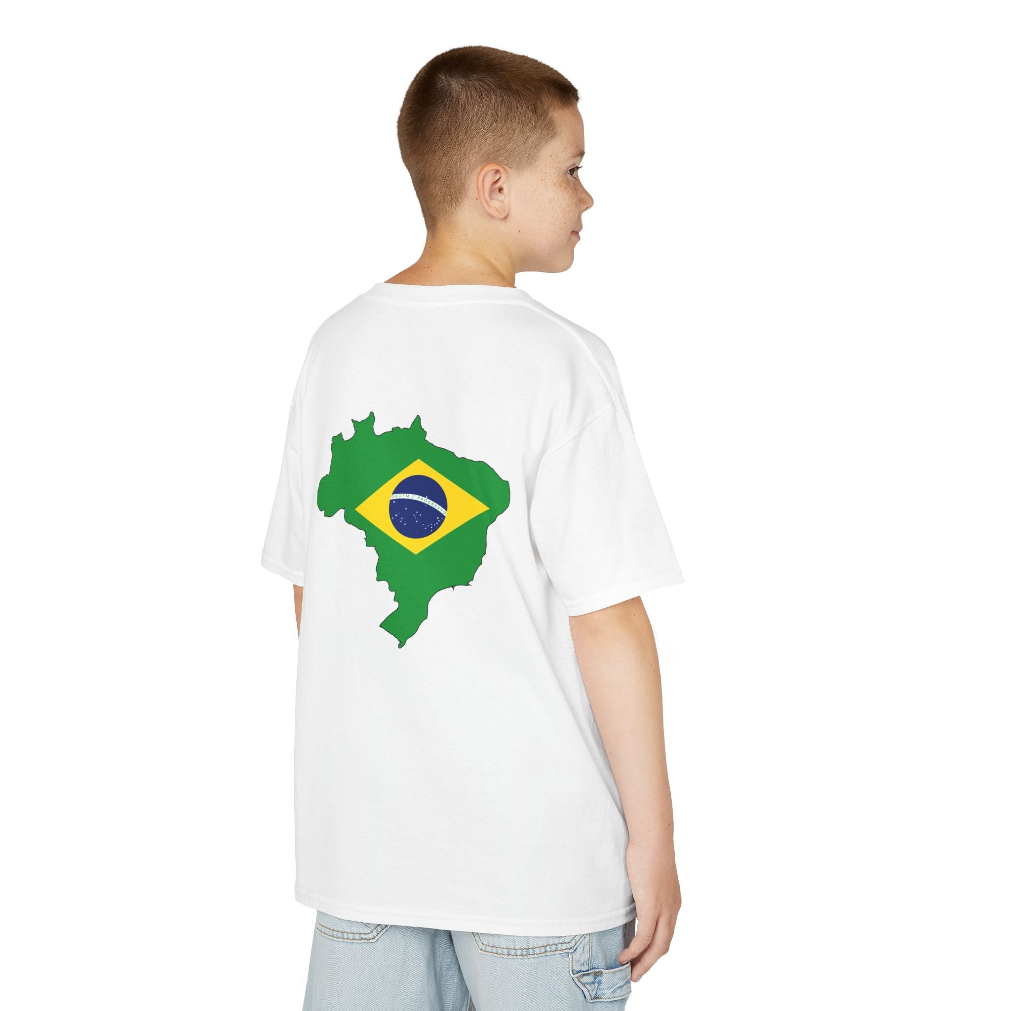 Brazil  Kids T-Shirt — Brasil Flag Map & 'BRASIL' Text | Brazilian Pride Tee for Kids