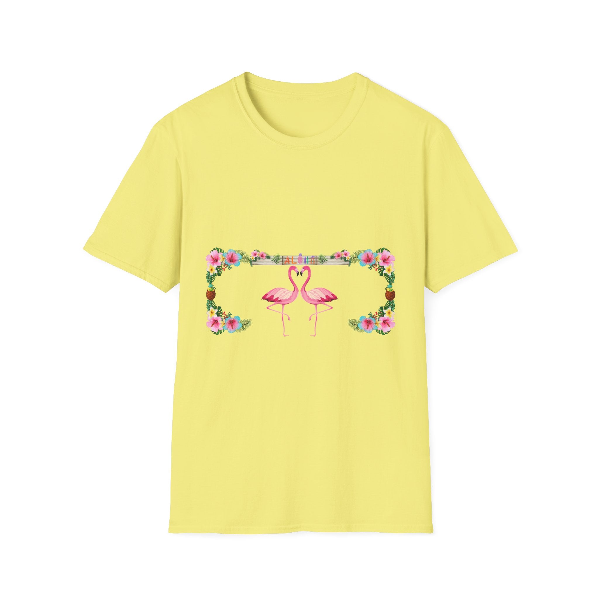 Flamingo Heart T-Shirt – Floral Romantic Couple Design