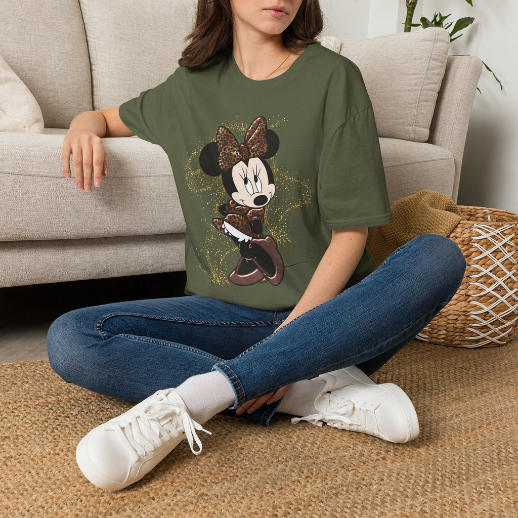 Minnie Mouse Brown Glitter Graphic T-Shirt