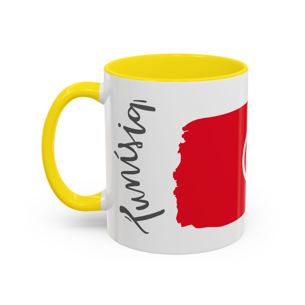 Tunisia Flag Accent Coffee Mug – Red Brushstroke Design (11/15oz)